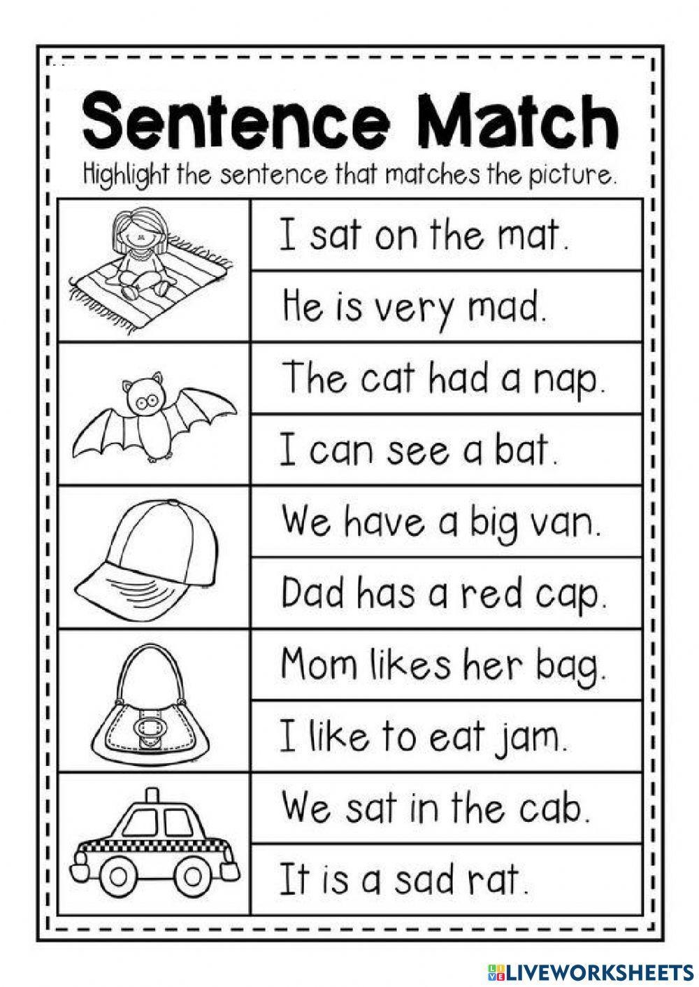 Read Simple Sentences Interactive Exercise Live Worksheets Worksheets Library