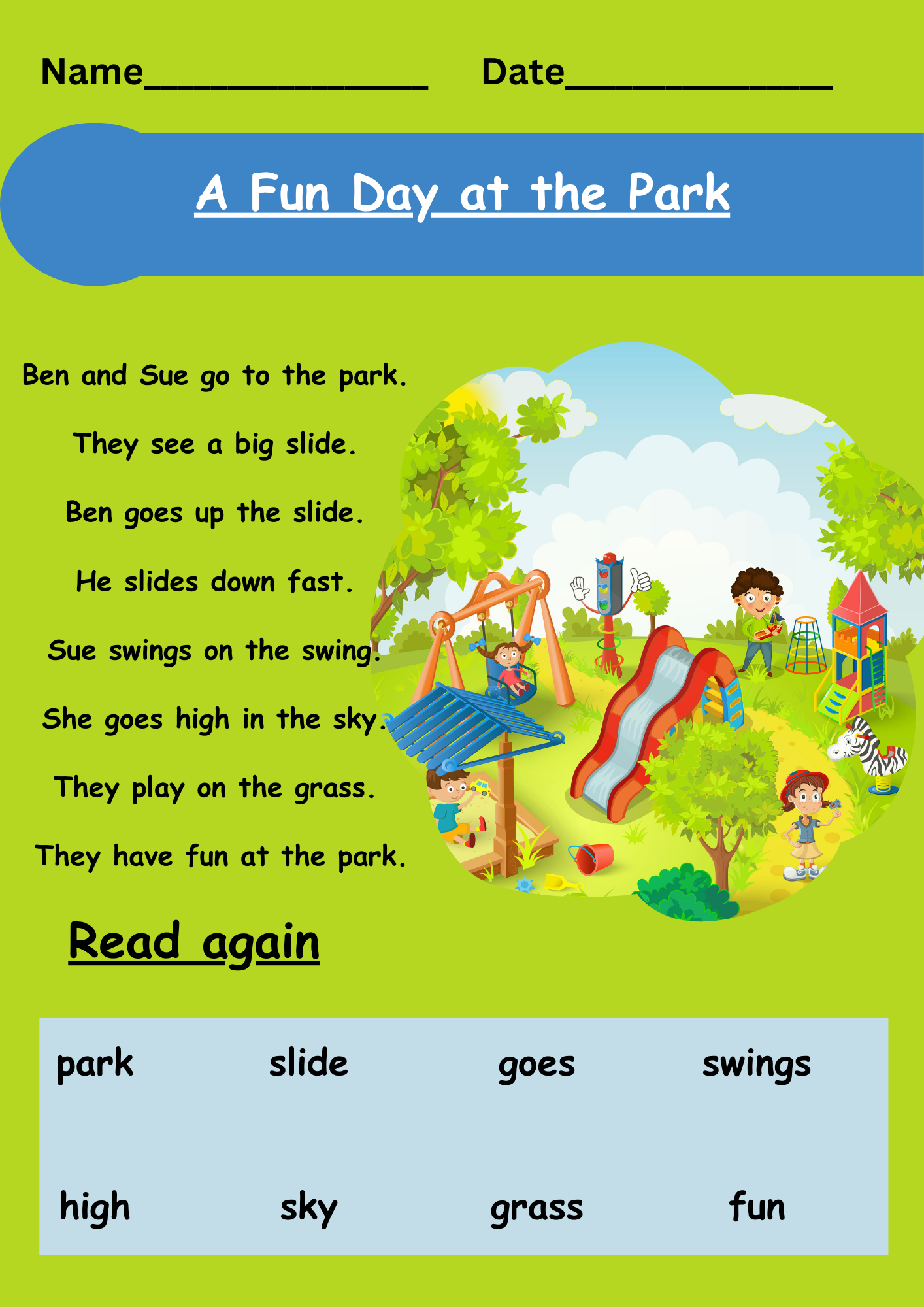 Kindergarten Reading Comprehension Worksheet Free Download