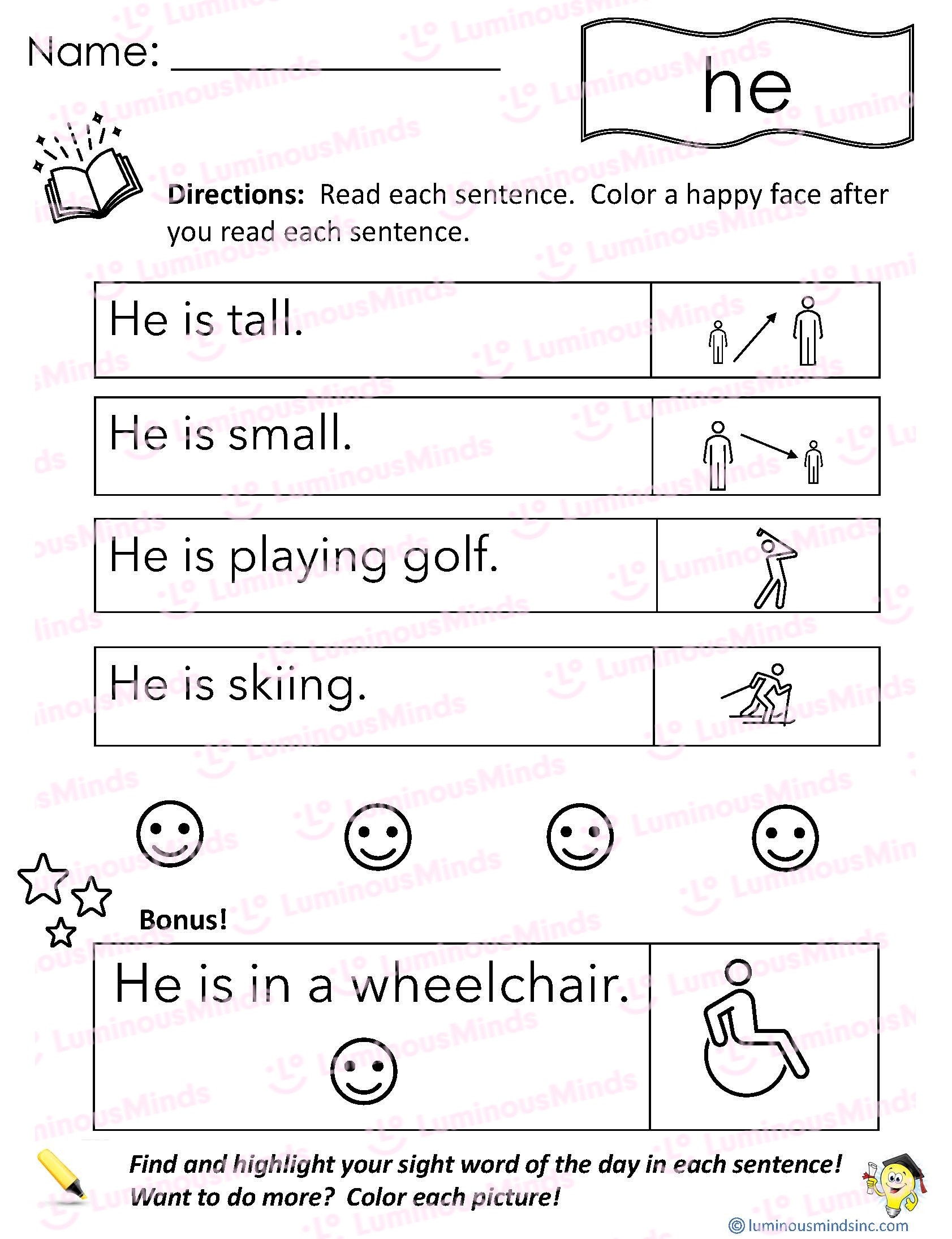 Reading With Sight Word He