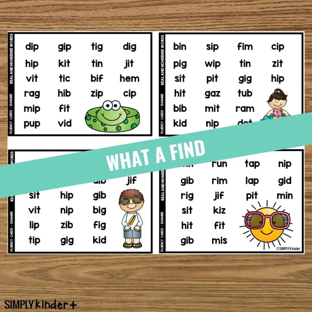 Real And Nonsense Words Kindergarten Fluency Summer Simply Kinder Plus