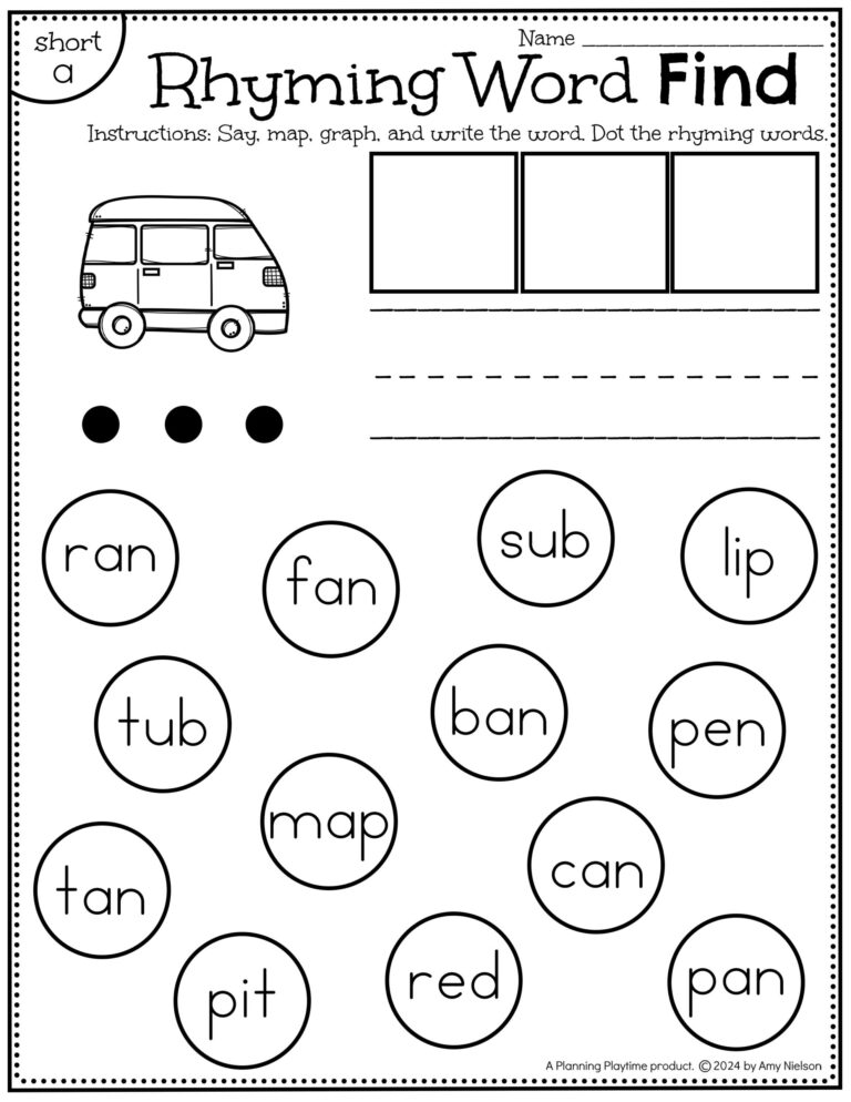 Rhyming CVC Worksheets Planning Playtime