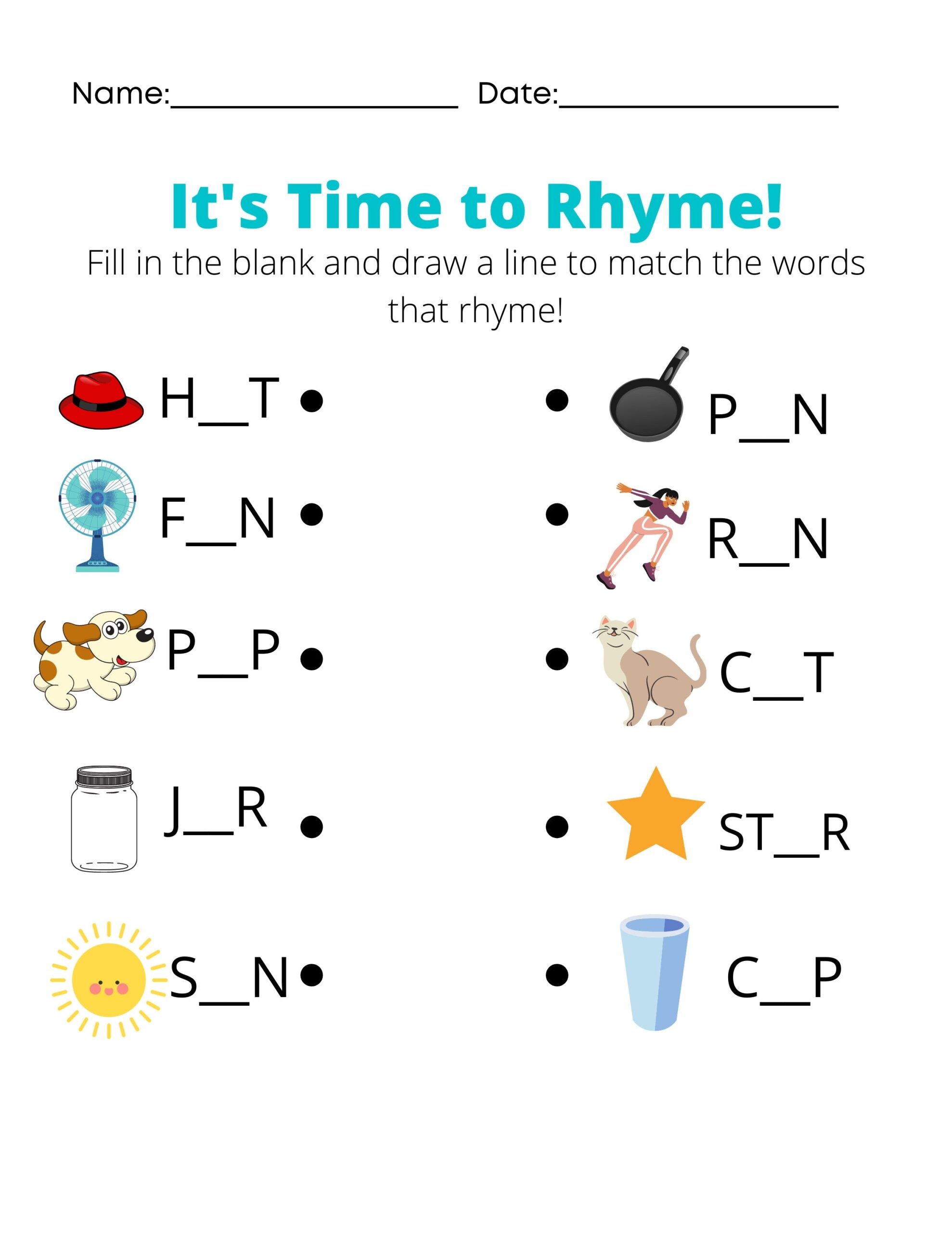 Rhyming Word Worksheets Kindergarten
