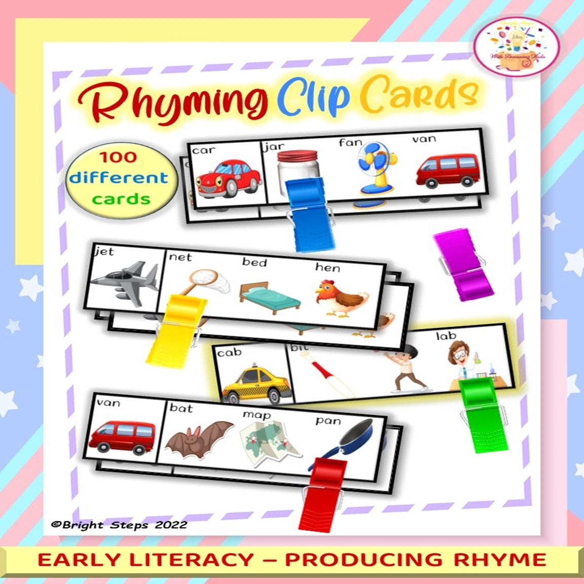 Rhyming Words Rhyming Picture Cards Literacy Center Activity 100 Cards Made By Teachers