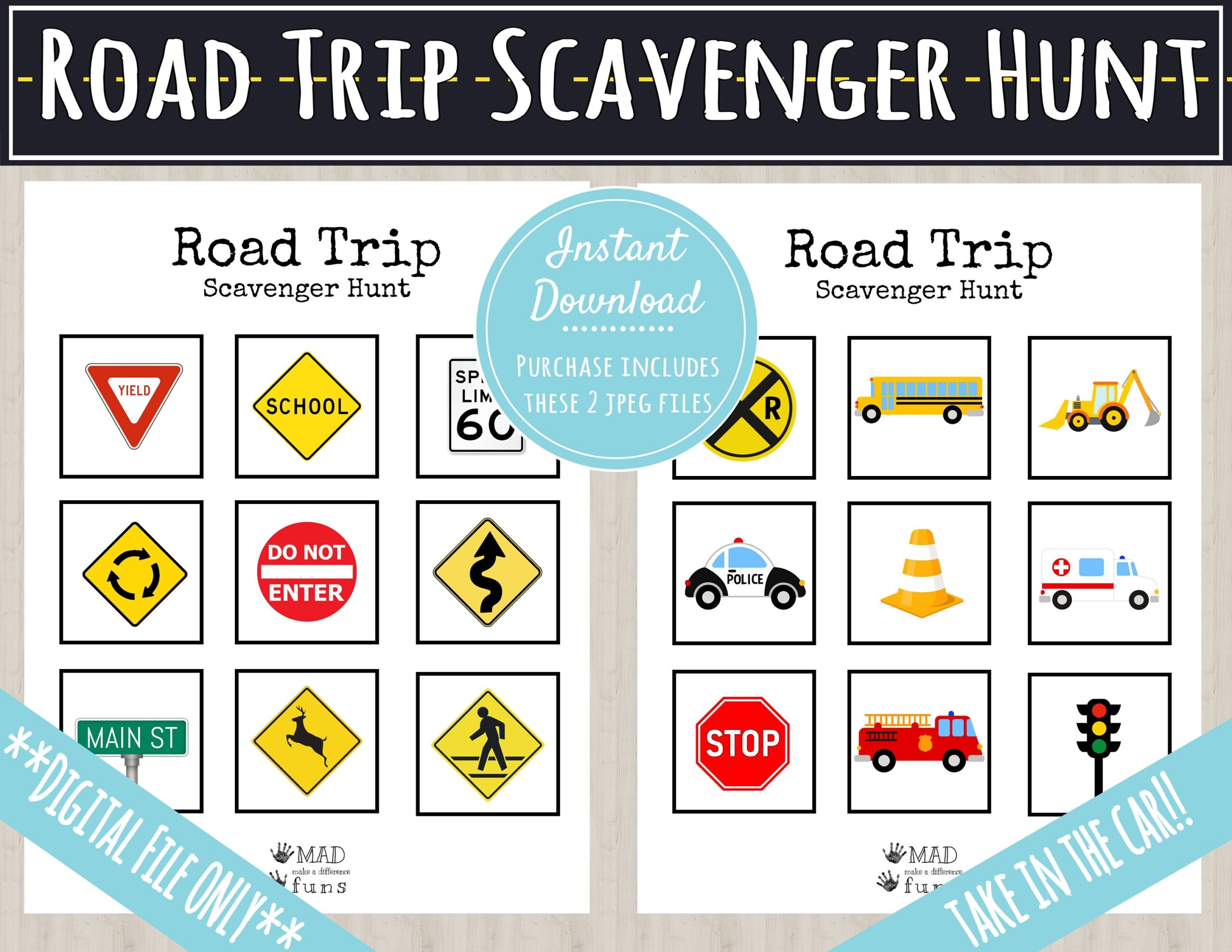Road Trip Scavenger Hunt Printable Activity Busy Binder Worksheet INSTANT DOWNLOAD Toddler Preschool Kindergarten Road Signs Car Search Etsy