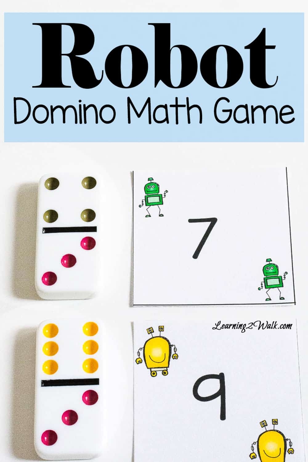 Robot Domino Math Game For Number Recognition