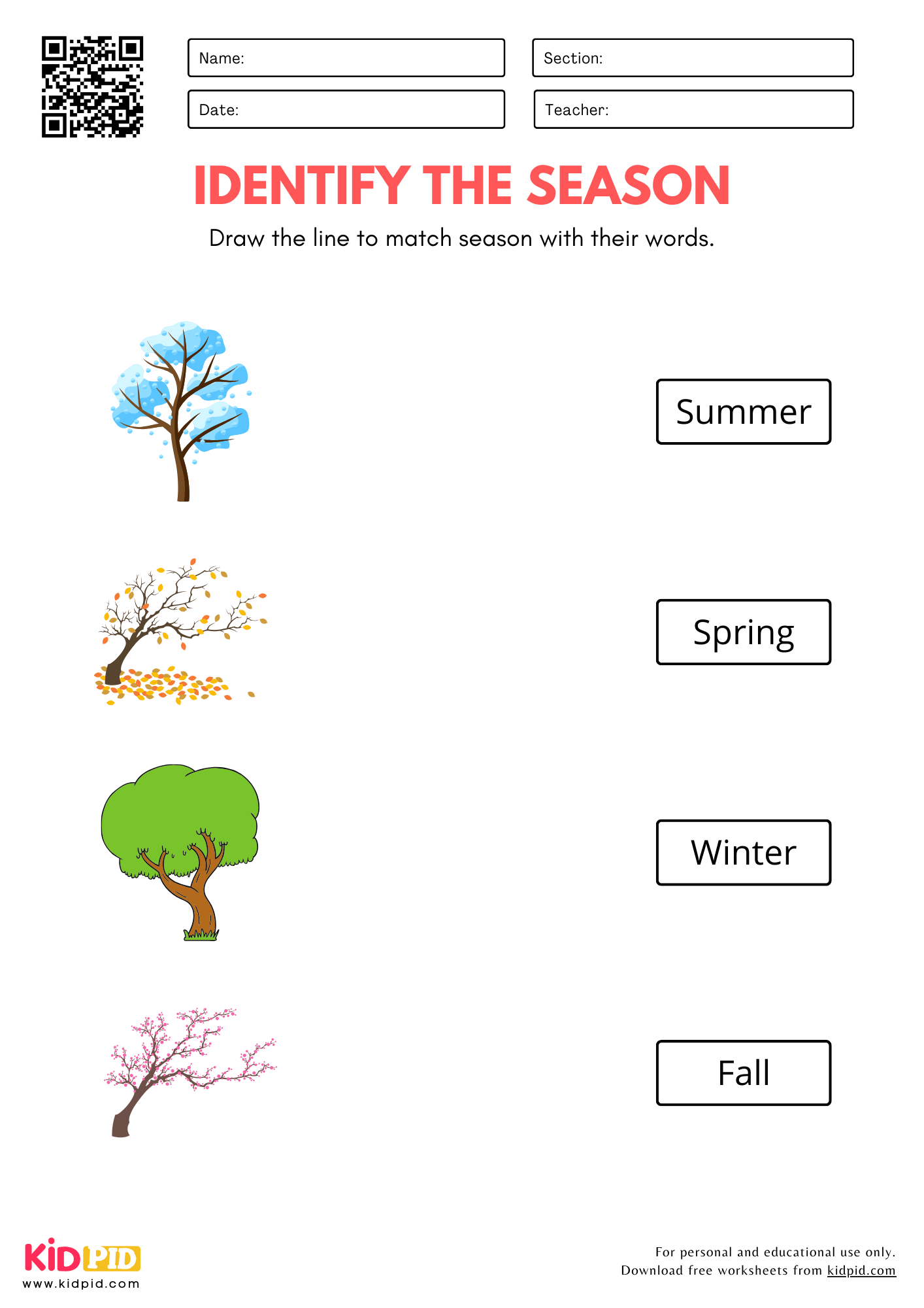 Season Identification Practice Worksheet For Kindergarten Kidpid