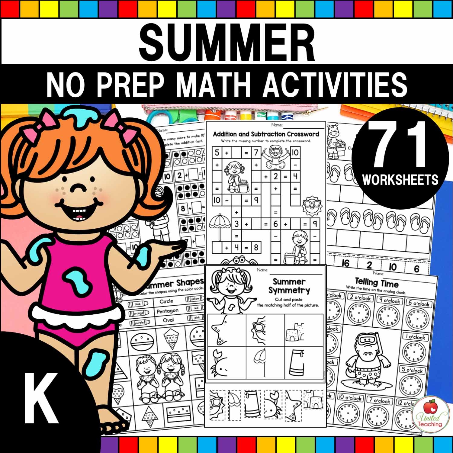 Seasonal Kindergarten Worksheets Bundle United Teaching