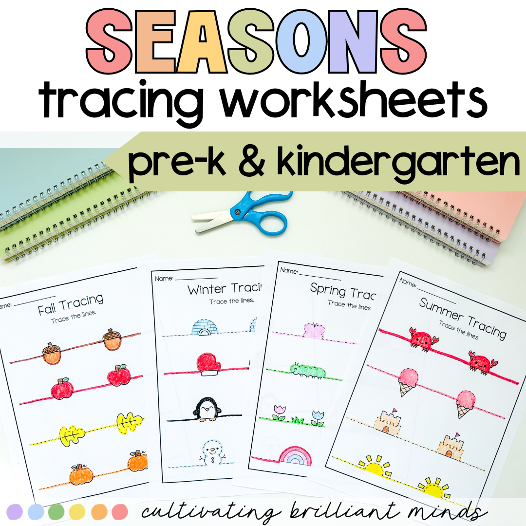 Seasons Fine Motor Tracing Printable Worksheets Pre K 