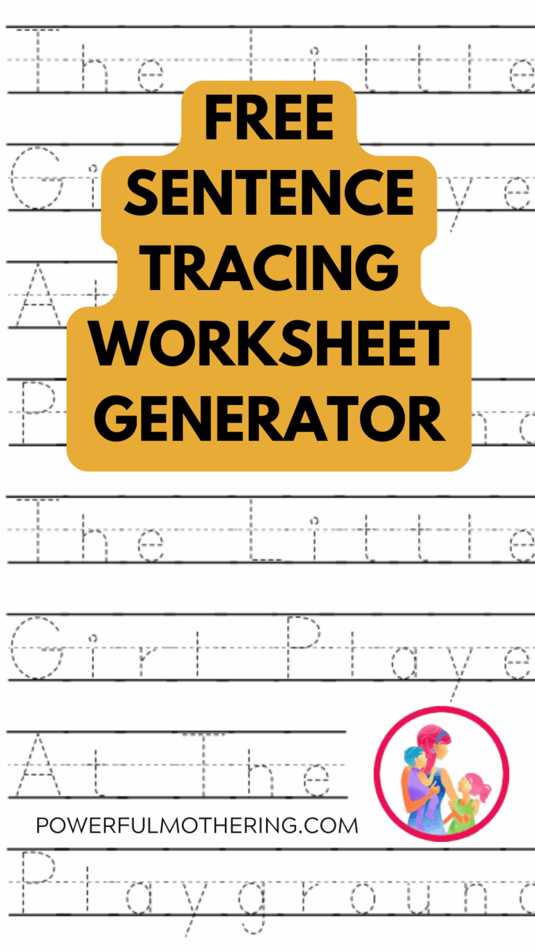 Sentence Tracing Worksheet Generator Powerful Mothering 