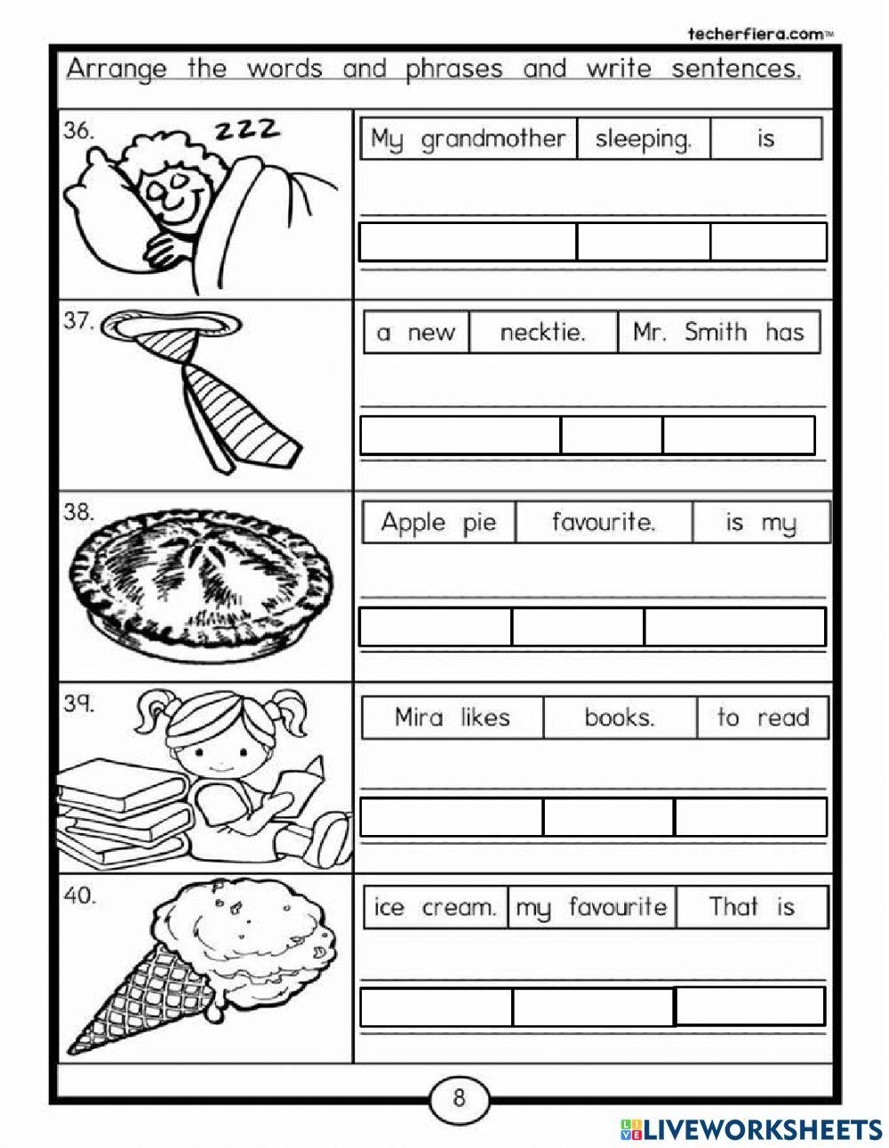 Sentence Worksheet For Kindergarten Live Worksheets Worksheets Library