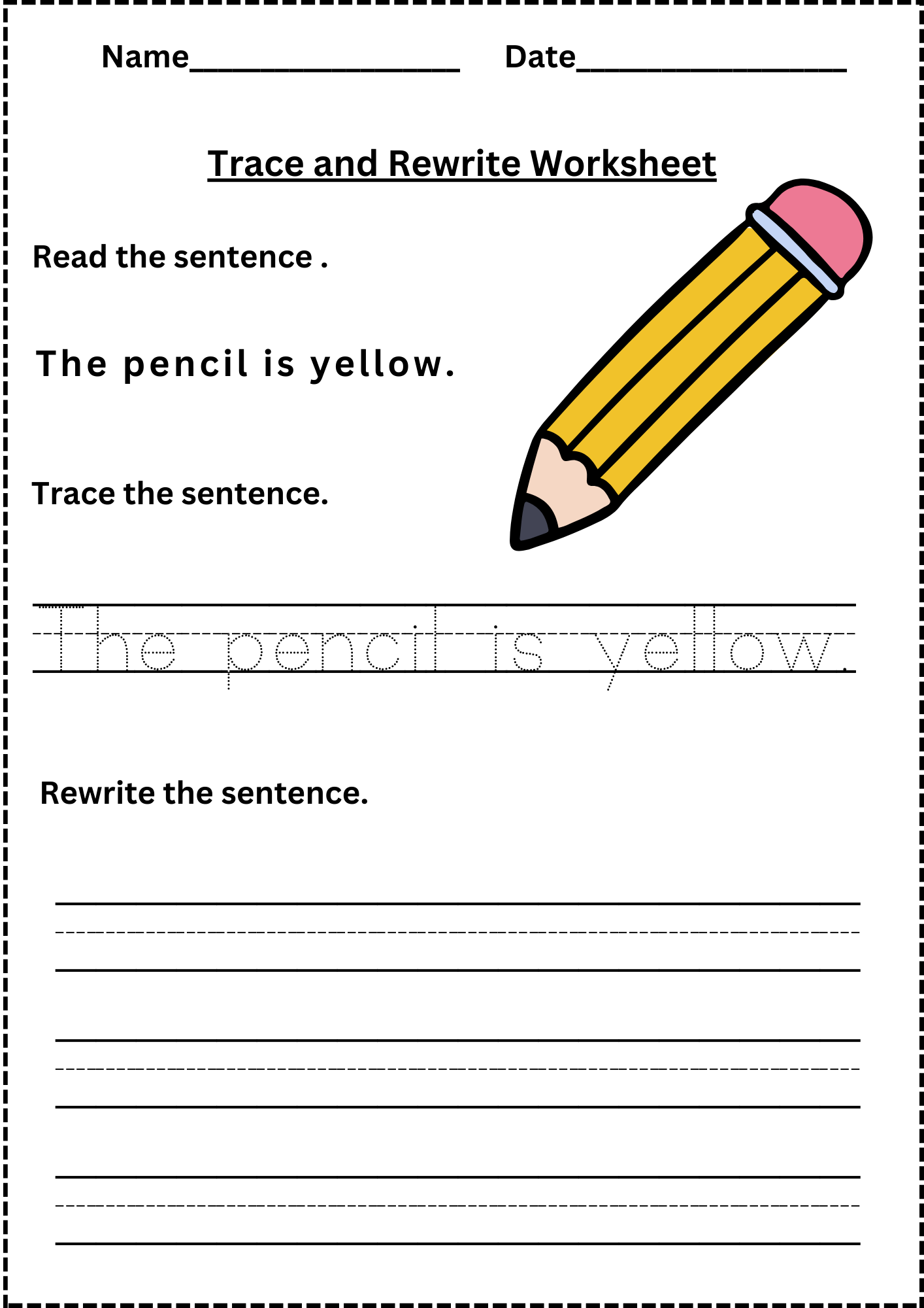 Printable Kindergarten Writing Sentences Worksheets Free