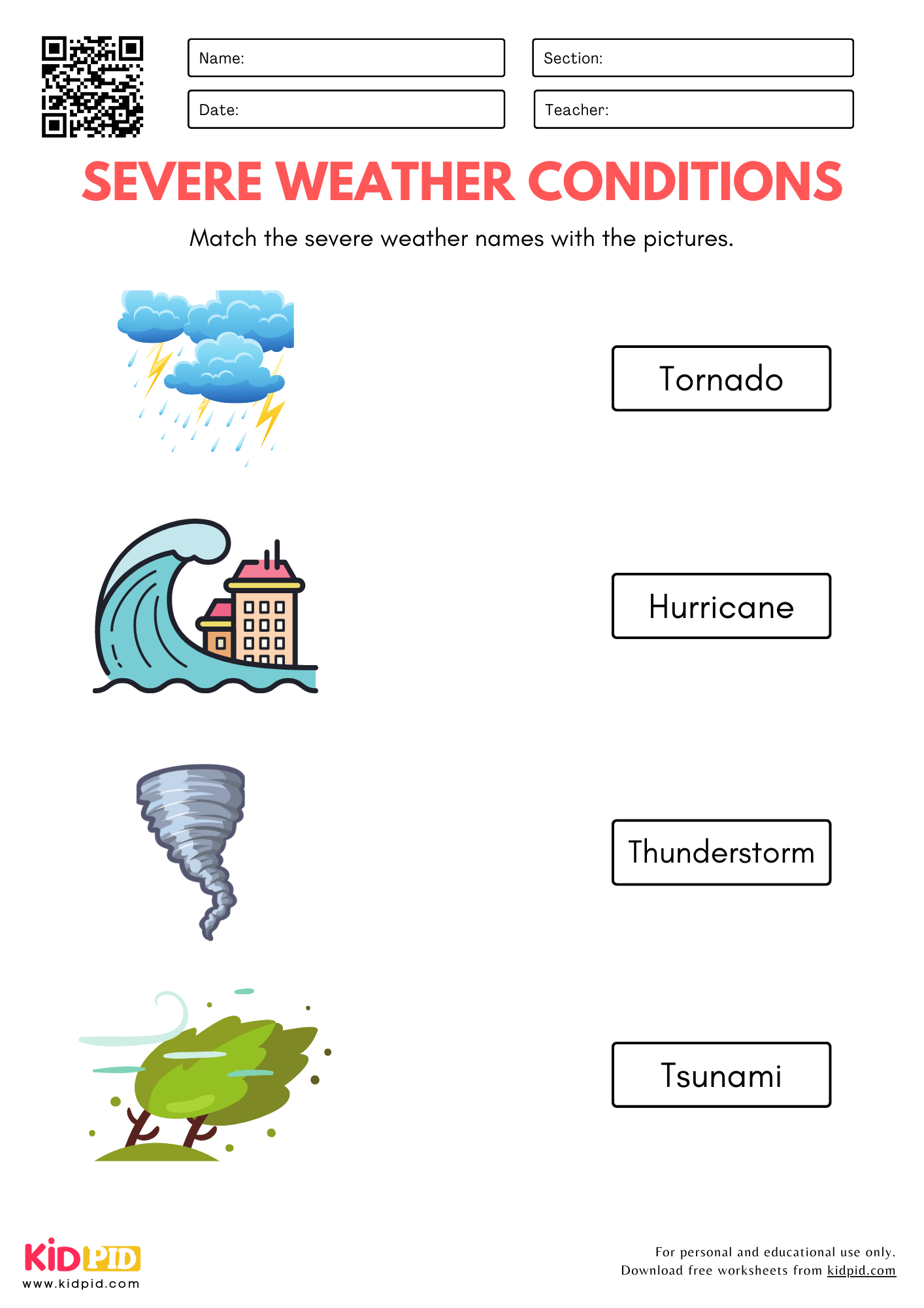 Severe Weather Worksheet For Kindergarten Kidpid