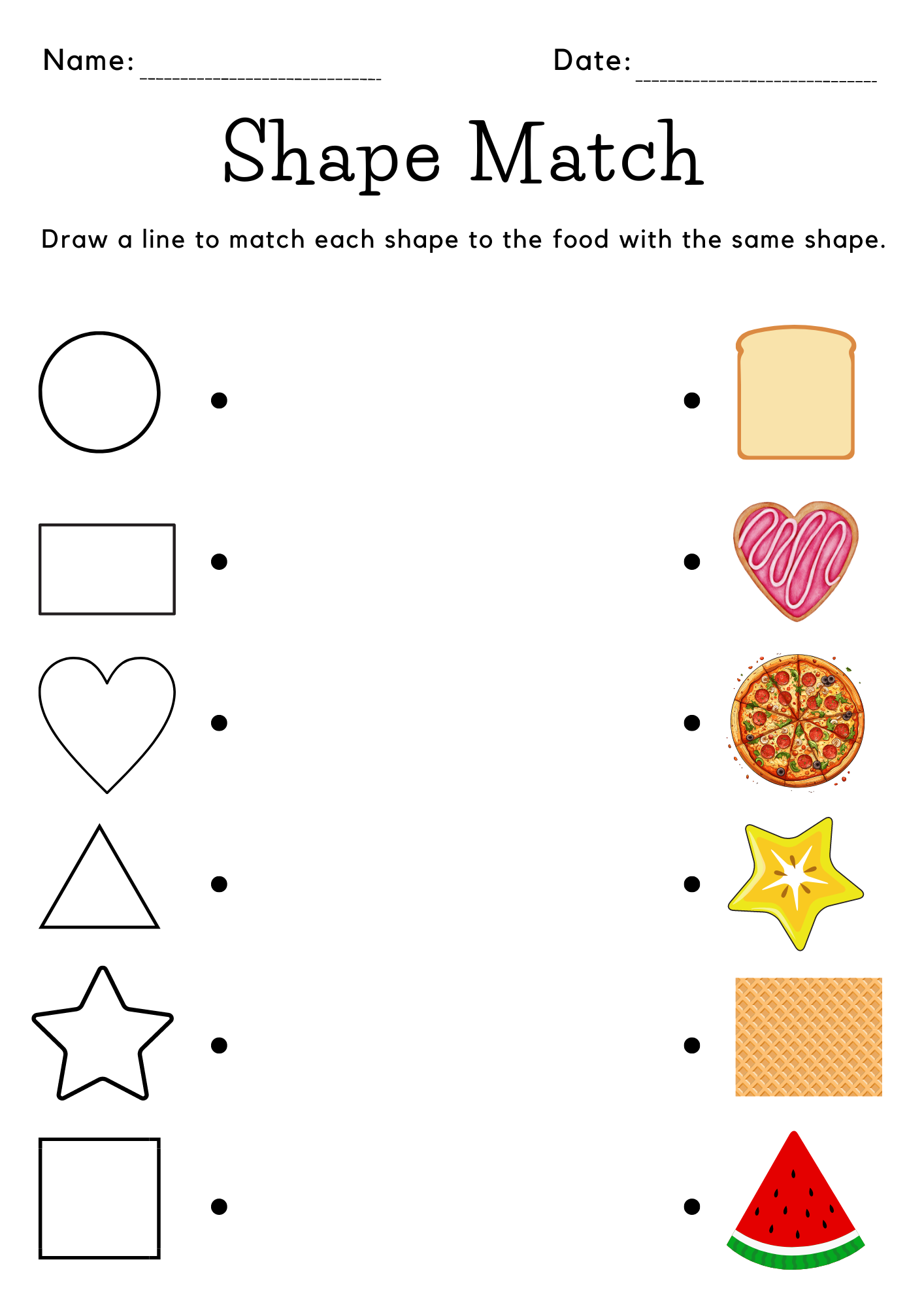 Shapes Matching Food Worksheet For Kindergarten Shapes Matching Food Worksheet For Kindergarten