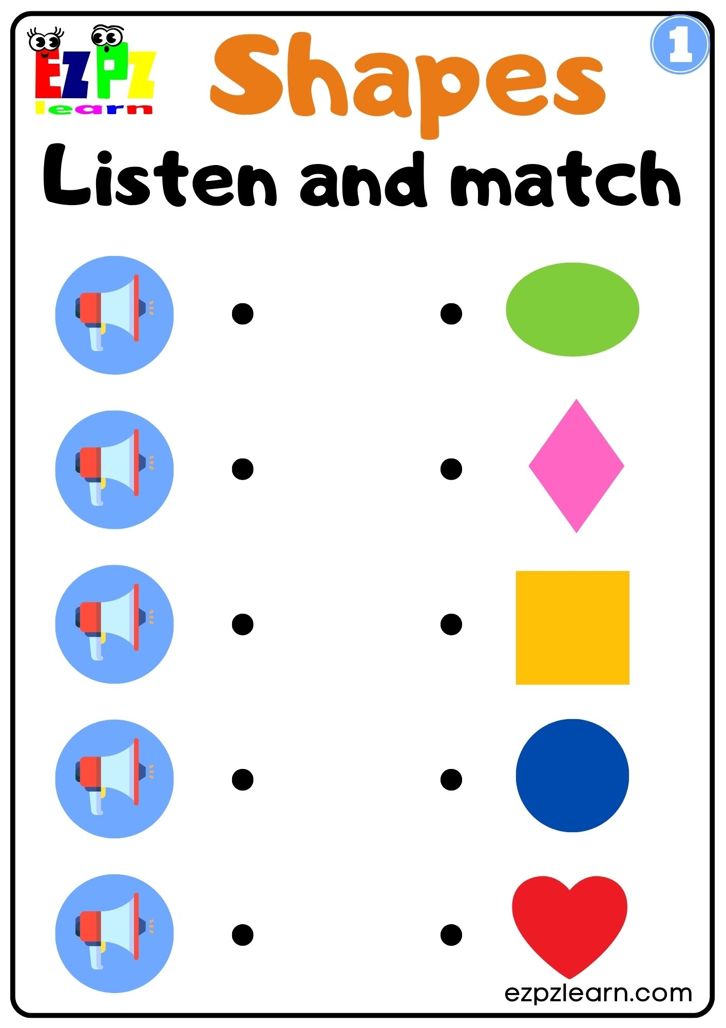 Shapes Vocabulary Interactive Worksheet Listen And Match The Correct Images Activity For Kids And ESL Students G1 Ezpzlearn