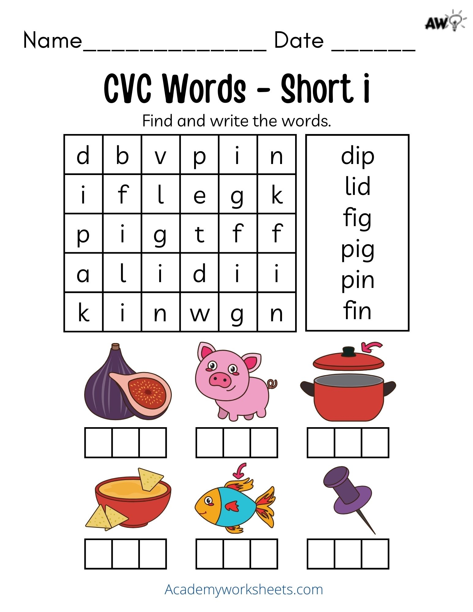 Short I Phonics Worksheets CVC Words Academy Worksheets Worksheets Library