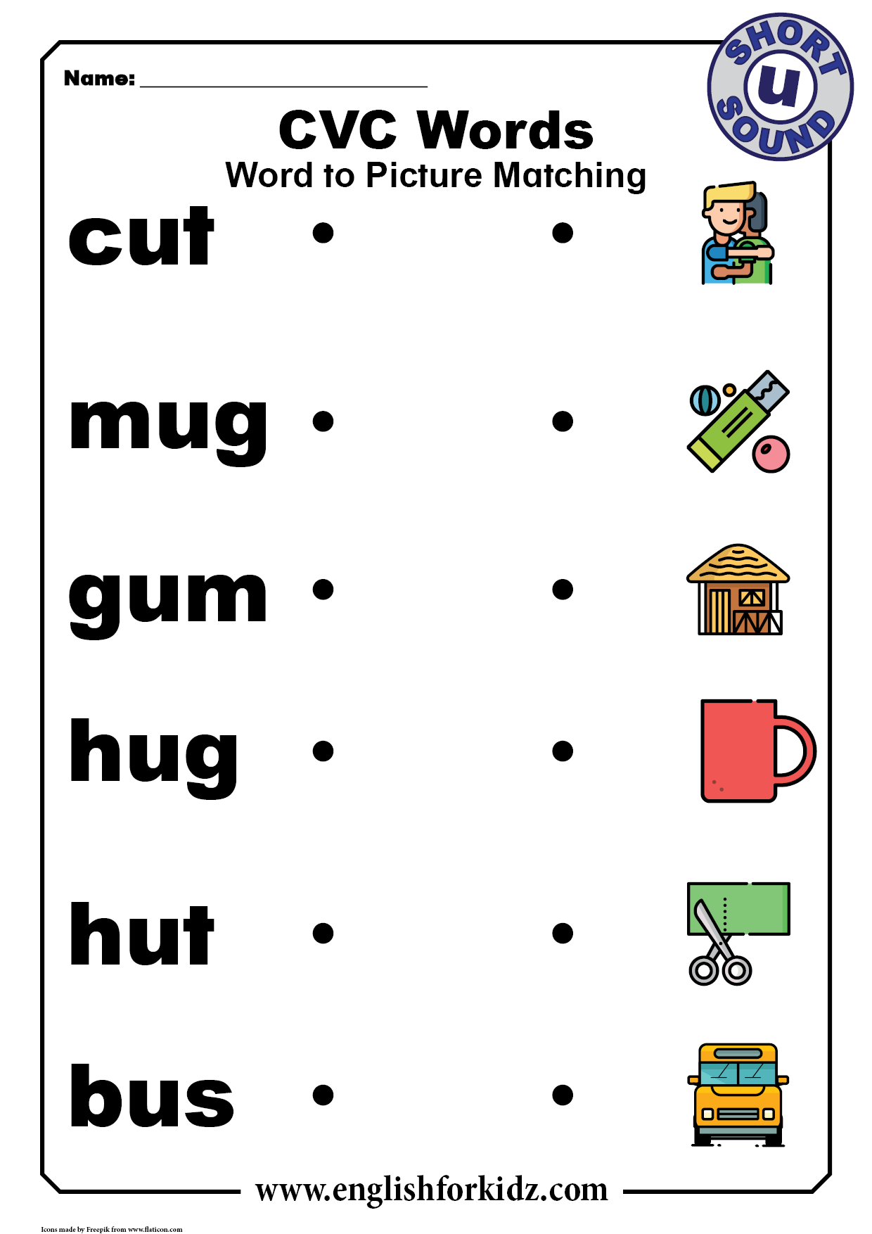 Short U Sound Words Worksheet Twinkl Kindergarten Phonics