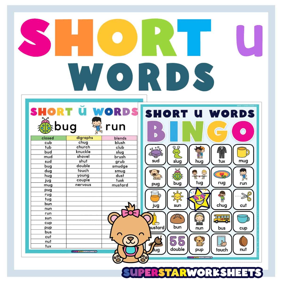 Short U Words Superstar Worksheets