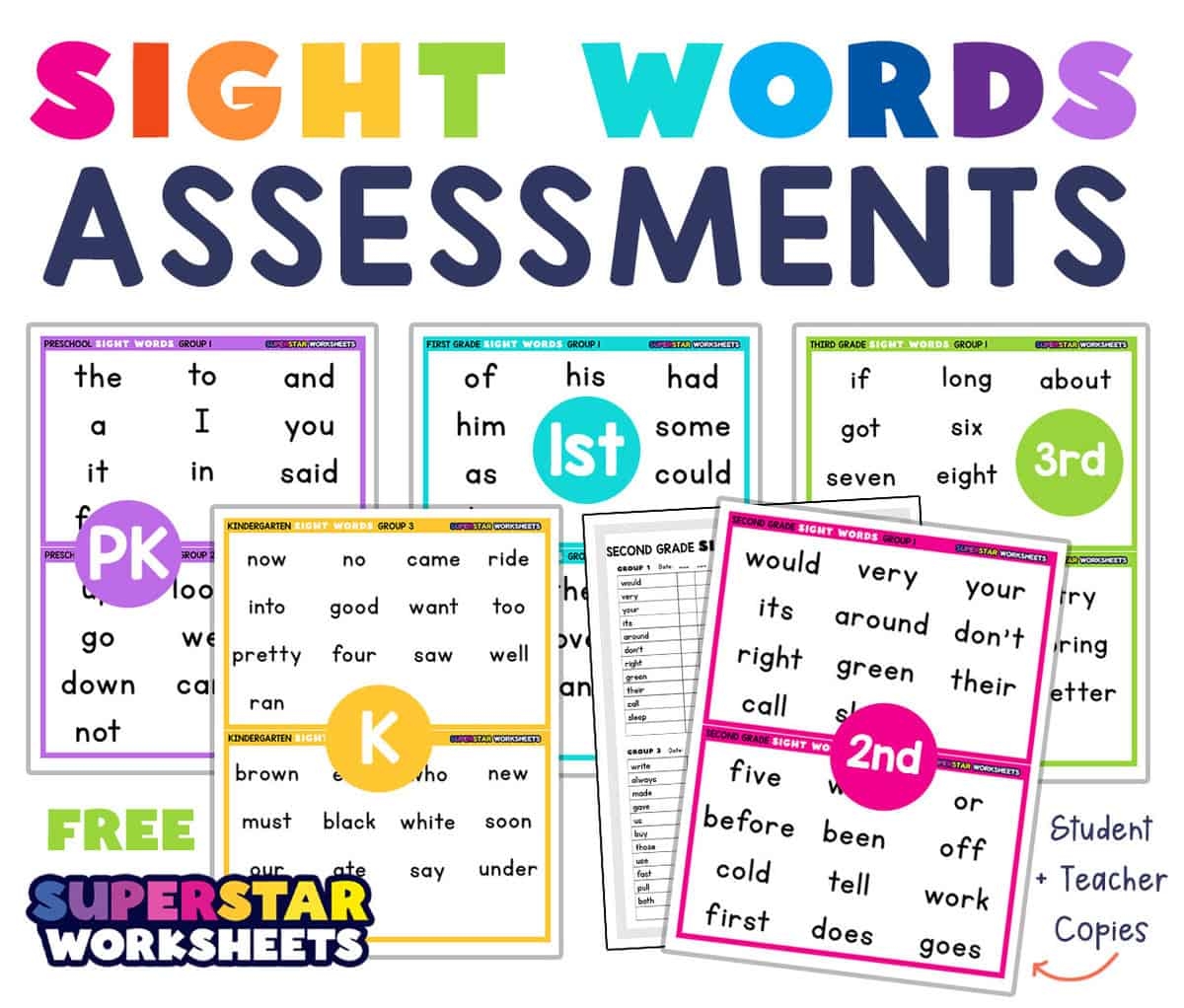 Sight Word Assessments Superstar Worksheets