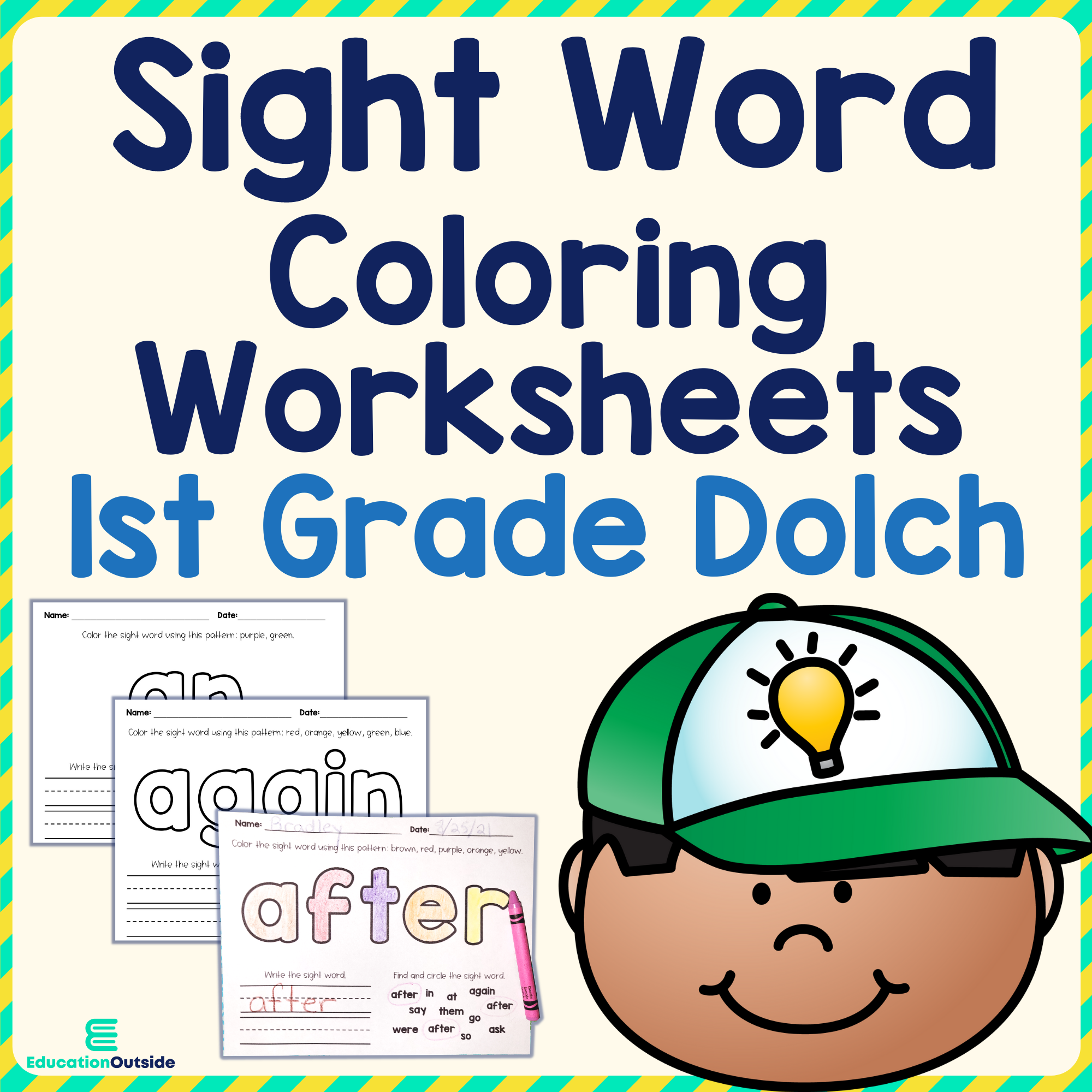 Sight Word Coloring Worksheets 1st Grade Dolch NO PREP Printable Set