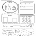 Sight Word the Worksheet Free Printable Digital U0026 PDF