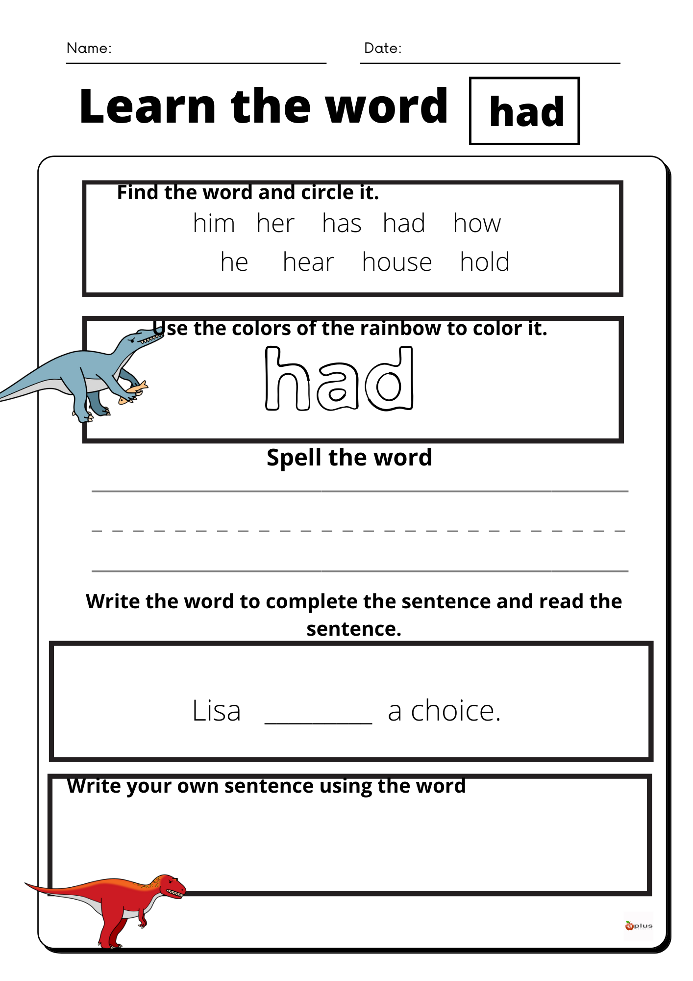 Sight Words Activity Worksheets Dinosaur Theme Made By Teachers