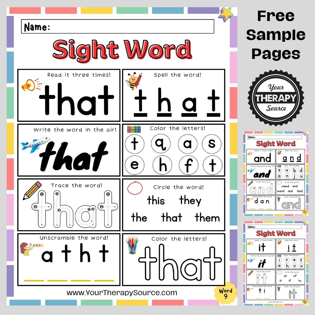 Kindergarten High Frequency Words Worksheets