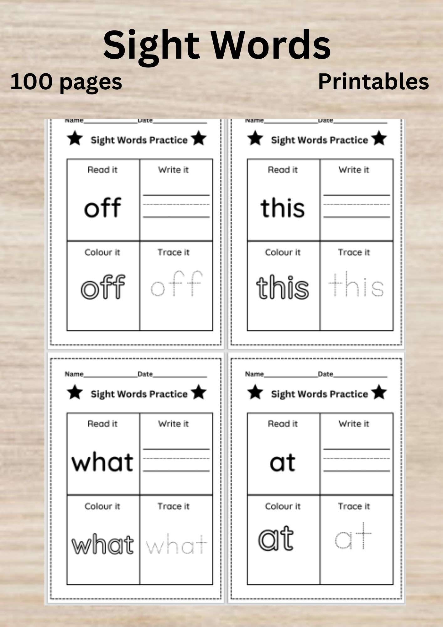 Free Printable Sight Words Worksheets Kindergarten
