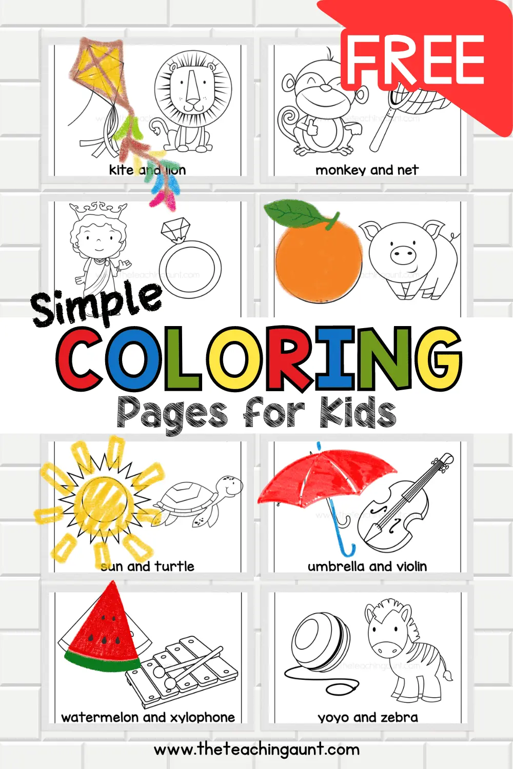 Simple Coloring Pages For Kids The Teaching Aunt Simple Coloring Pages For Kids The Teaching Aunt