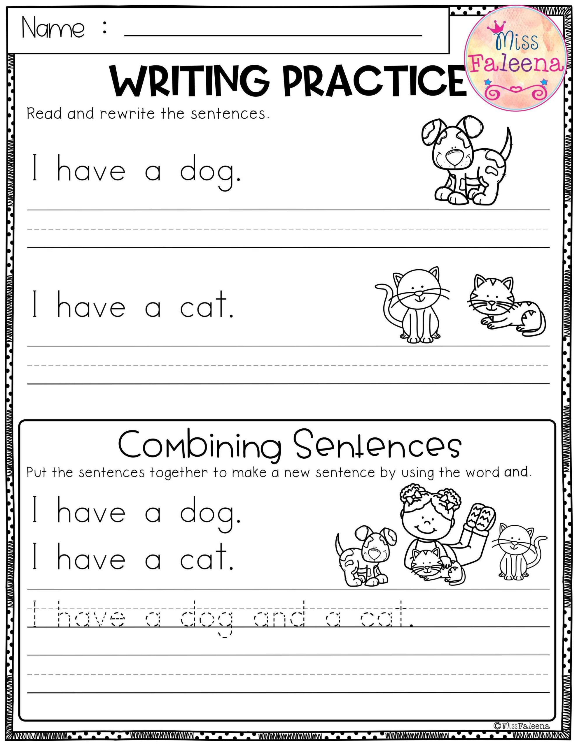 Simple Sentences For Kindergarten Worksheet Free