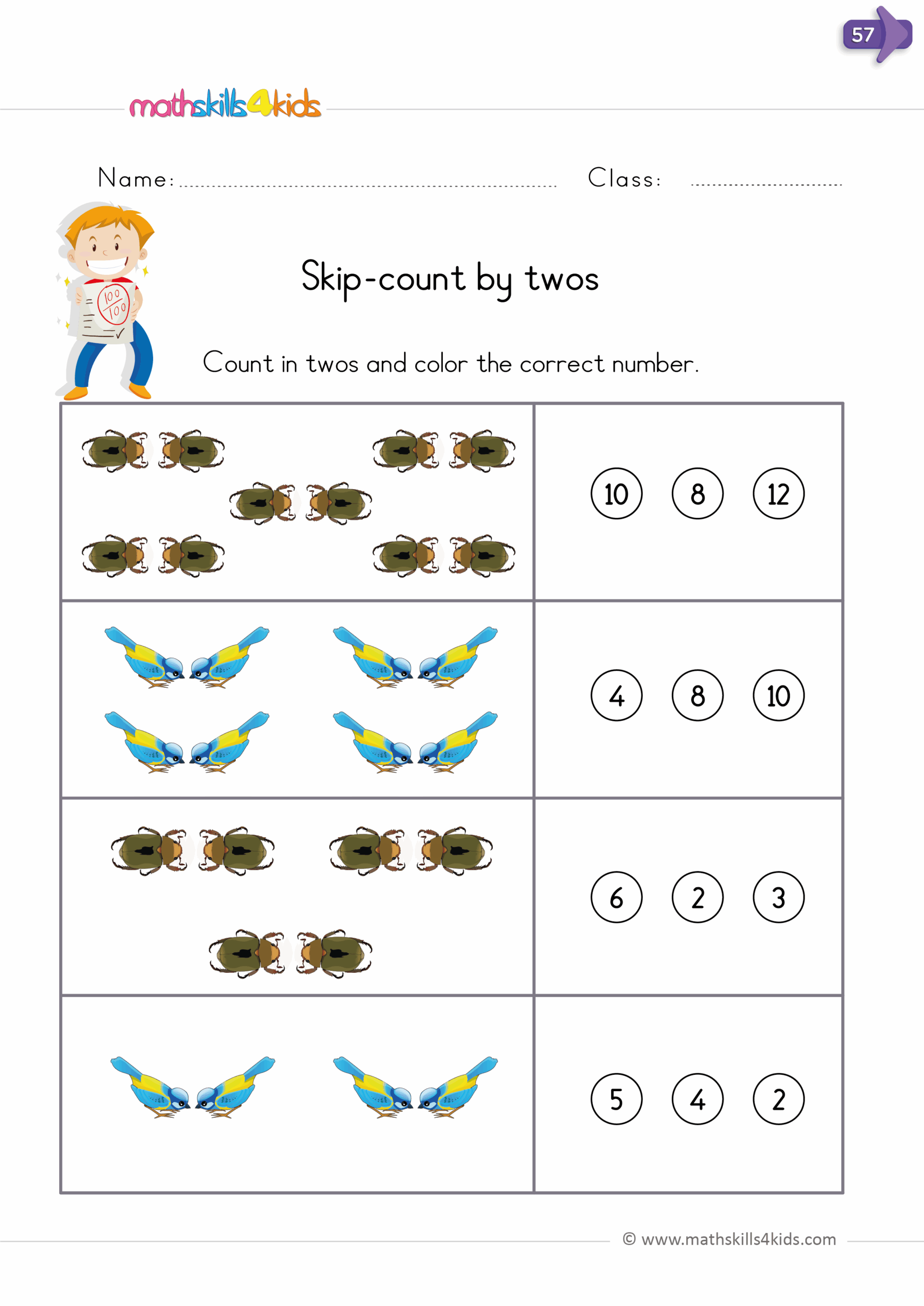 Free Kindergarten Skip Counting Worksheets
