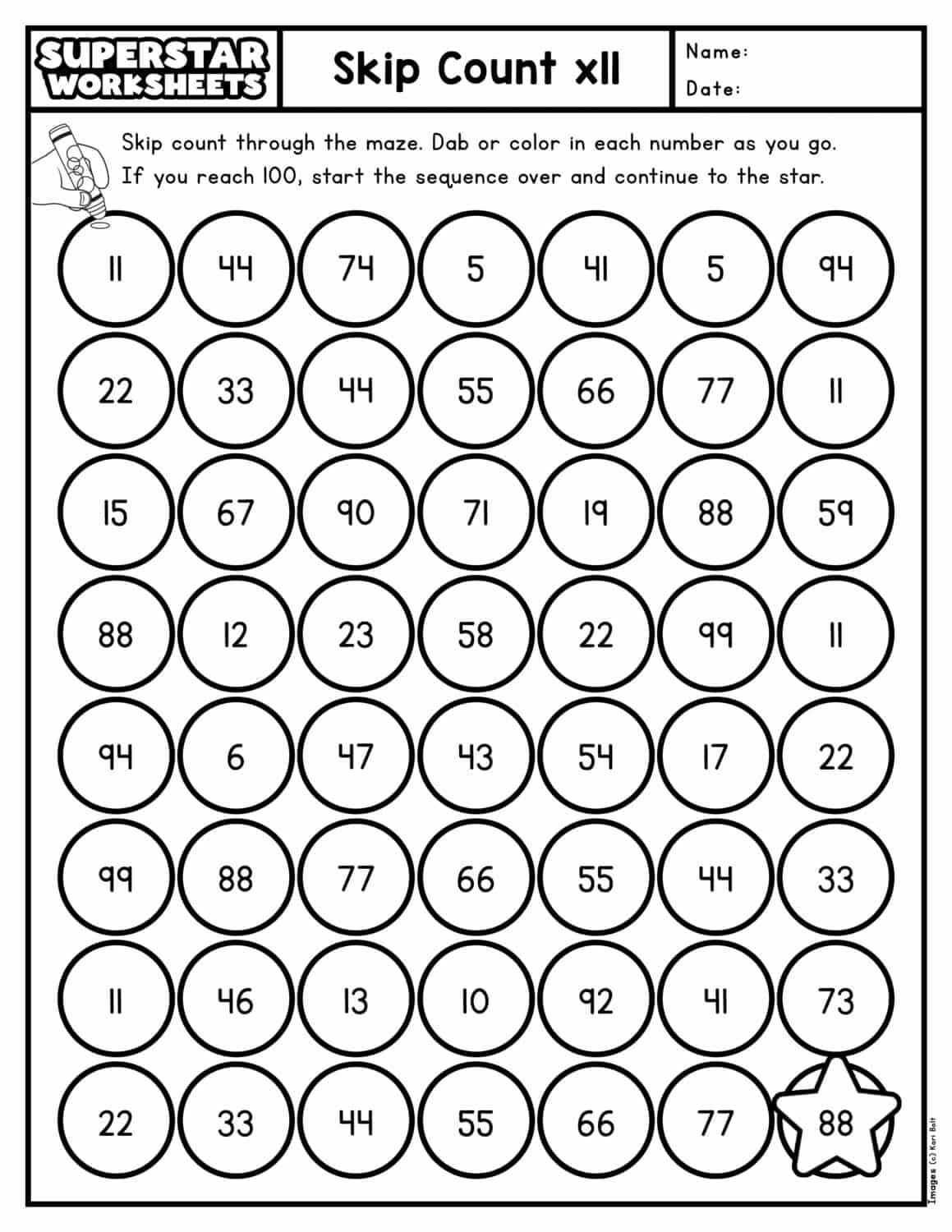 Skip Counting Worksheets Superstar Worksheets