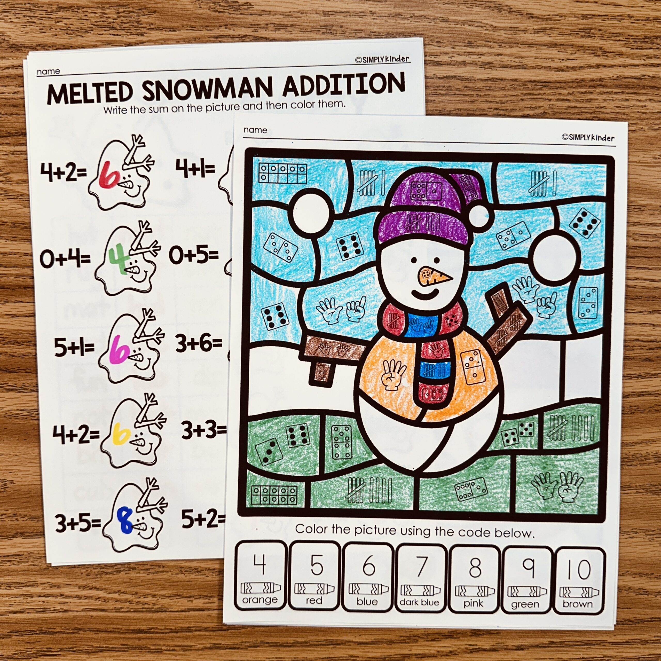 Sneezy The Snowman Math Printables Simply Kinder Plus