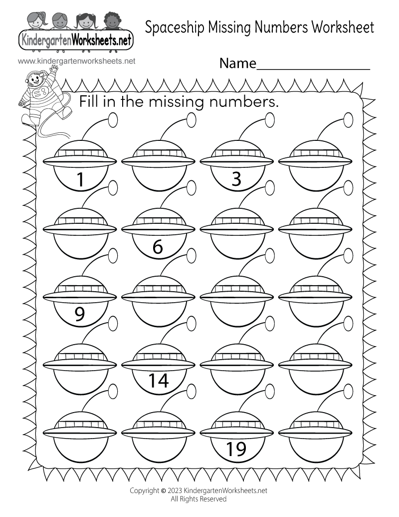 Spaceship Missing Numbers Worksheet Free Printable Digital U0026 PDF