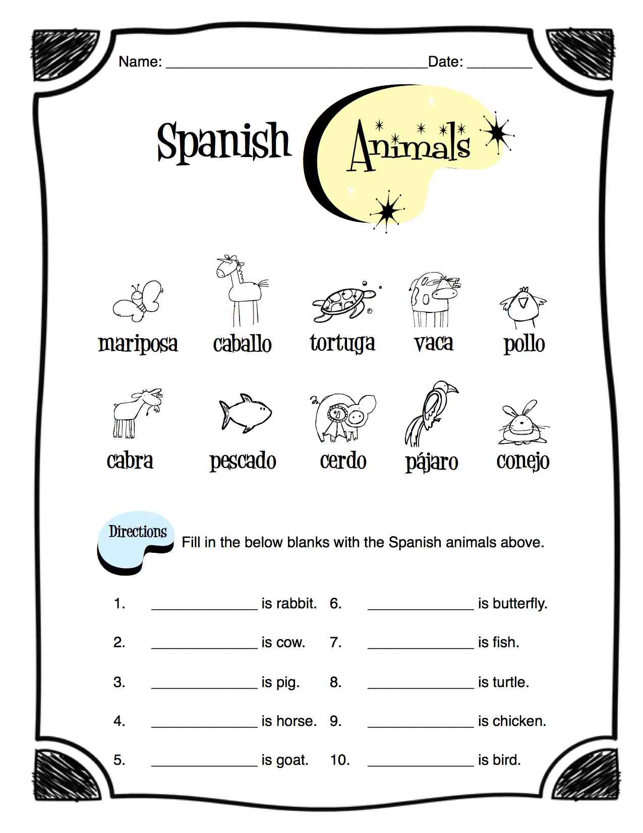 Free Printable Spanish Worksheets For Kindergarten