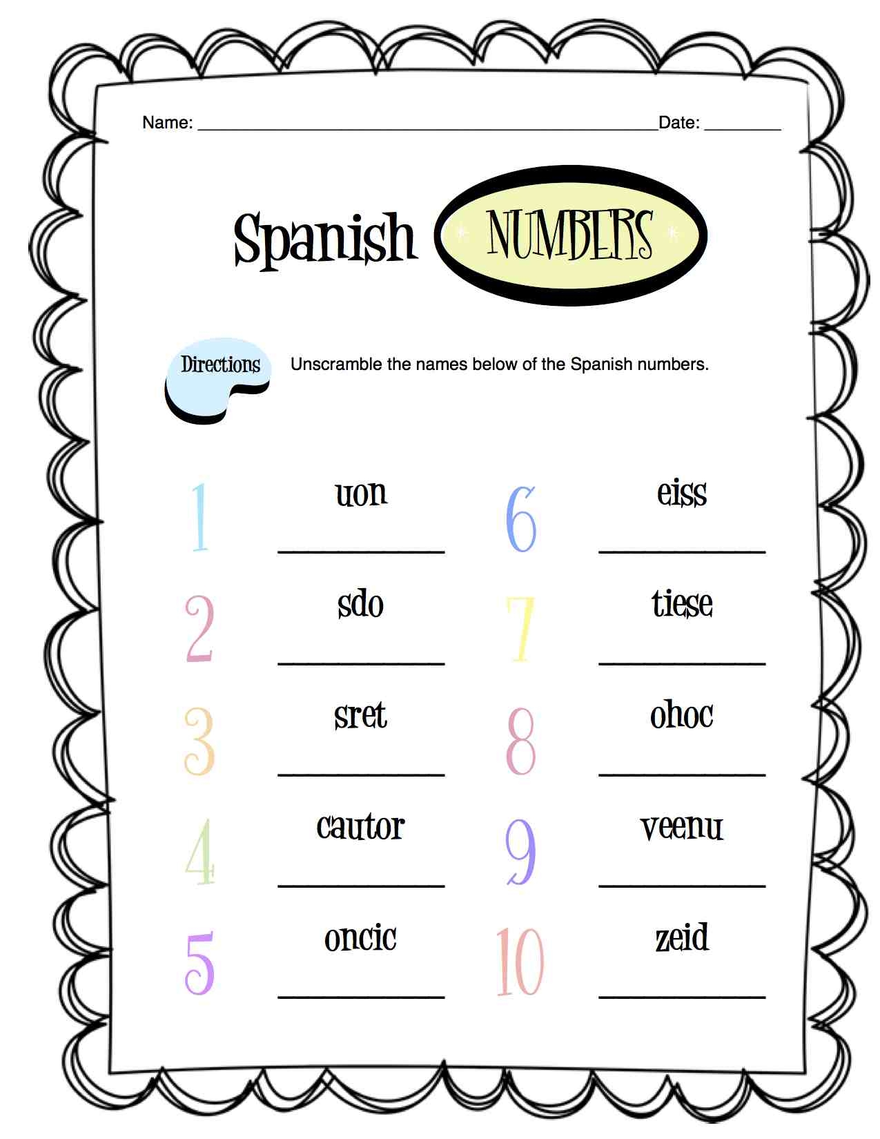 Printable Spanish Worksheets For Kindergarten Printable Spanish Worksheets For Kindergarten