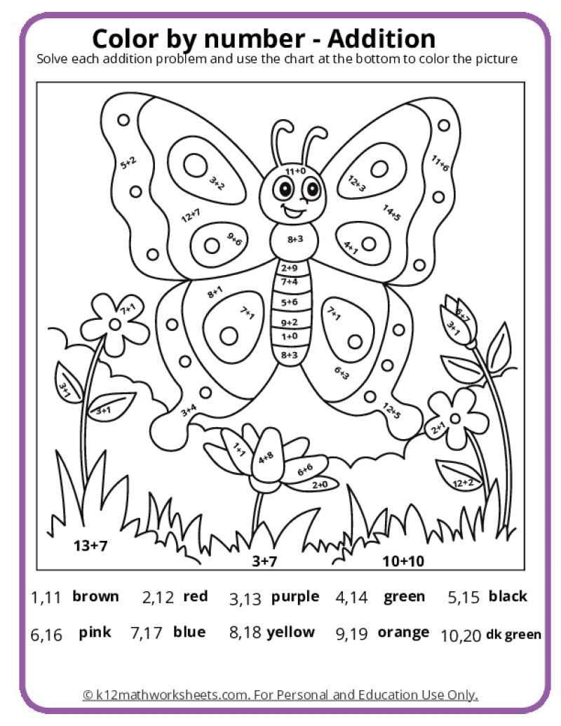 Kindergarten Math Worksheets Color By Number Kindergarten Math Worksheets Color By Number