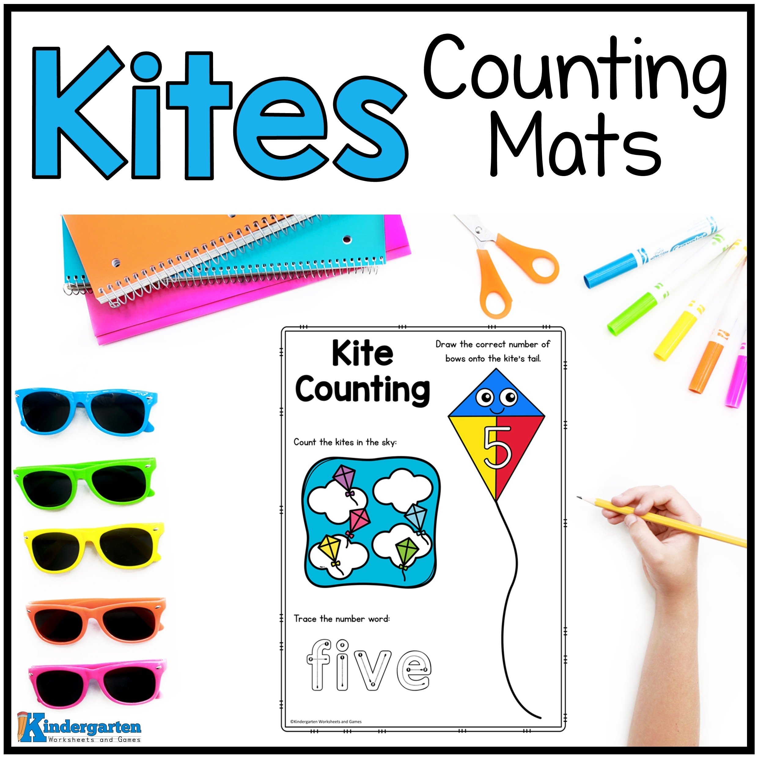 Spring Kite Math Printable Counting Activity For Kindergarten