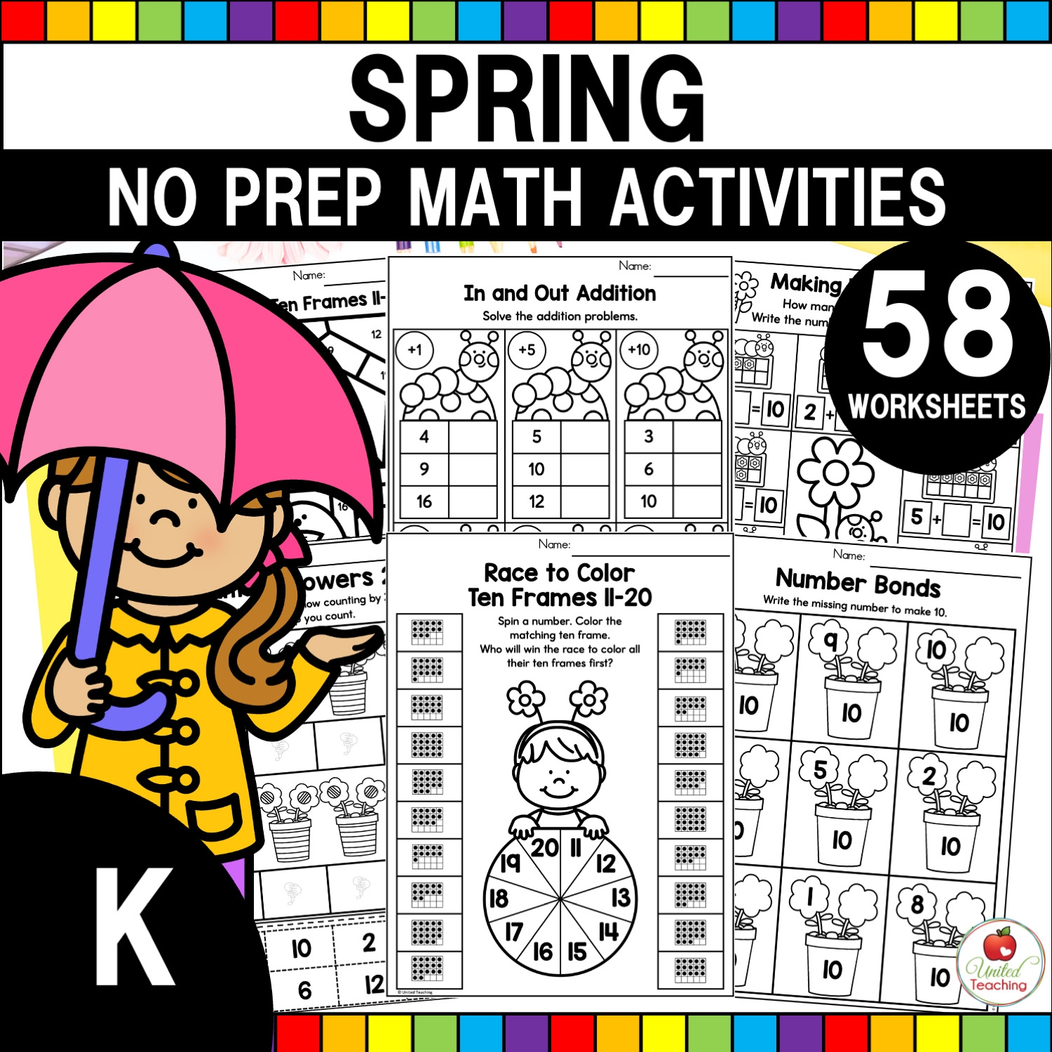 Spring Math Activities Kindergarten Packet United Teaching Spring Math Activities Kindergarten Packet United Teaching
