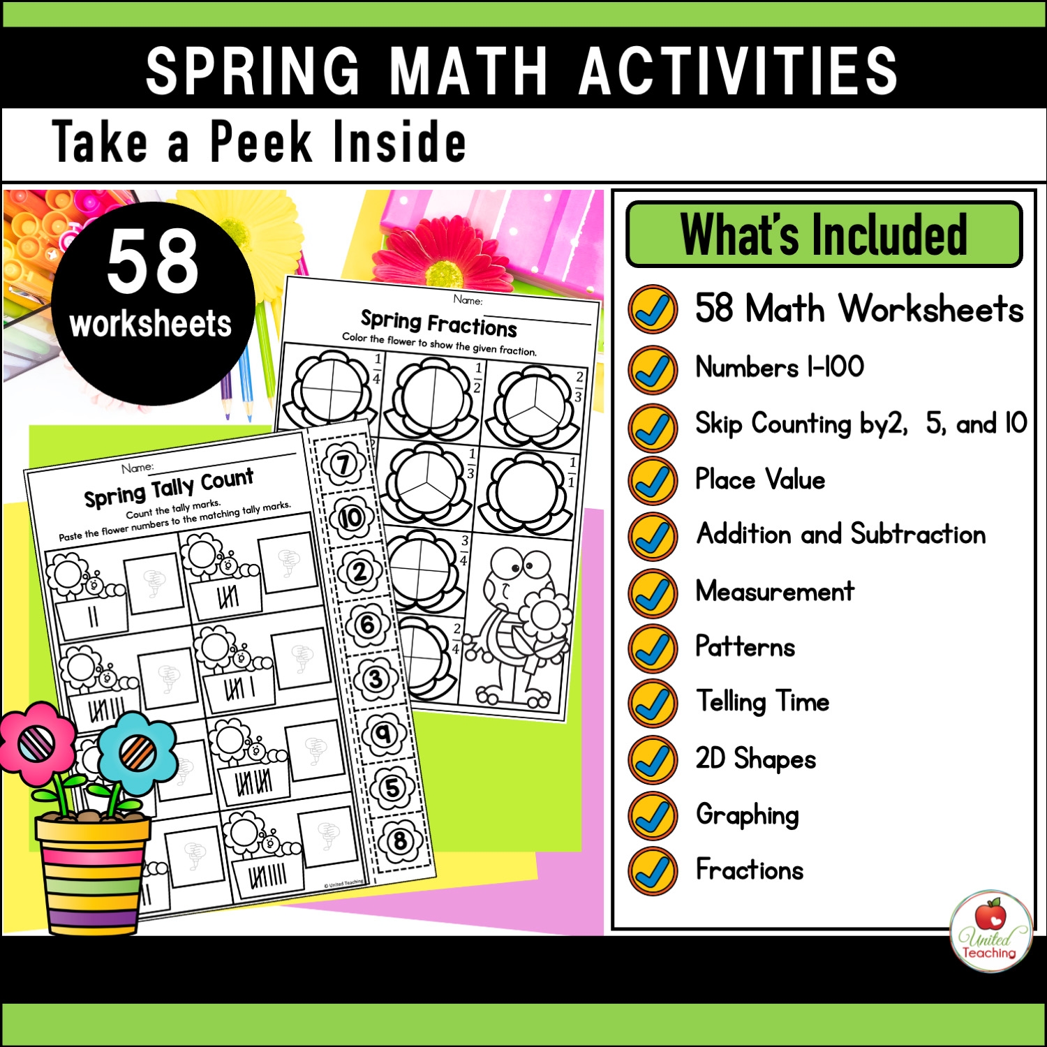 Spring Math Activities Kindergarten Packet United Teaching Spring Math Activities Kindergarten Packet United Teaching