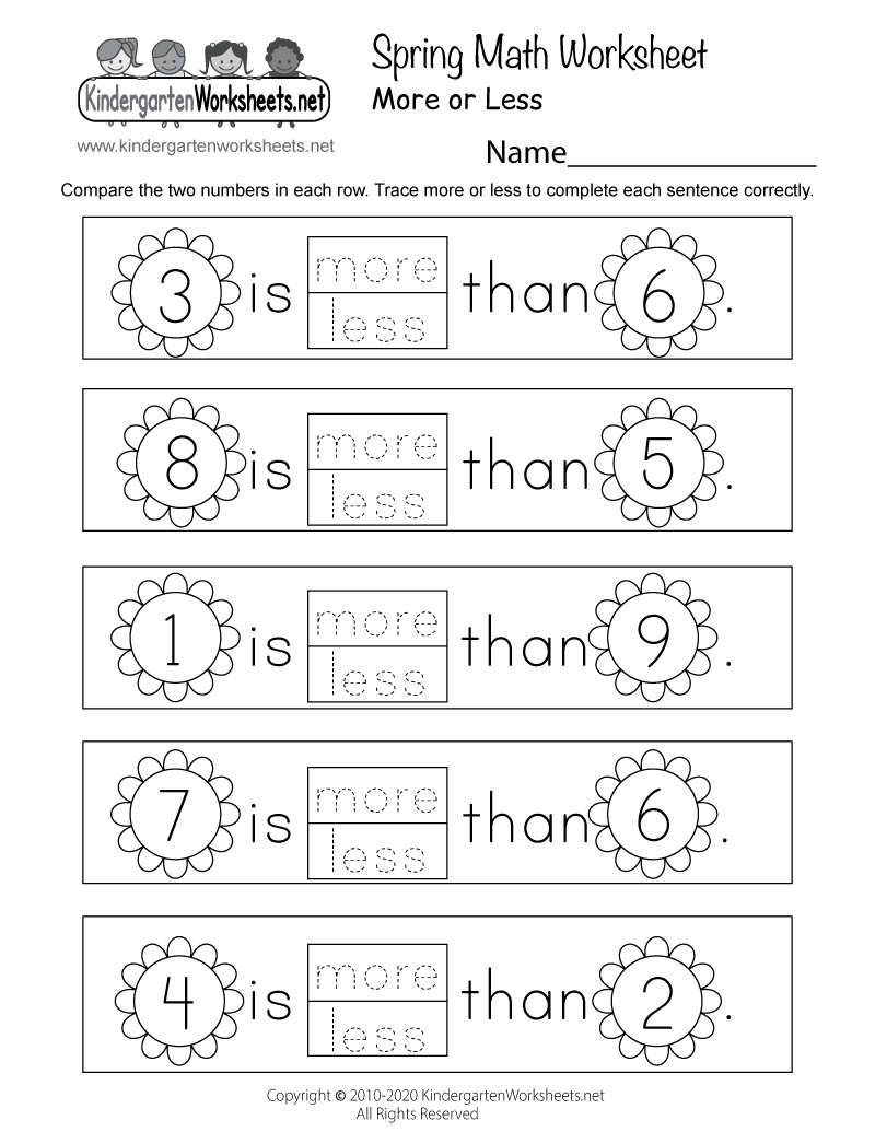 Worksheet Math Kindergarten