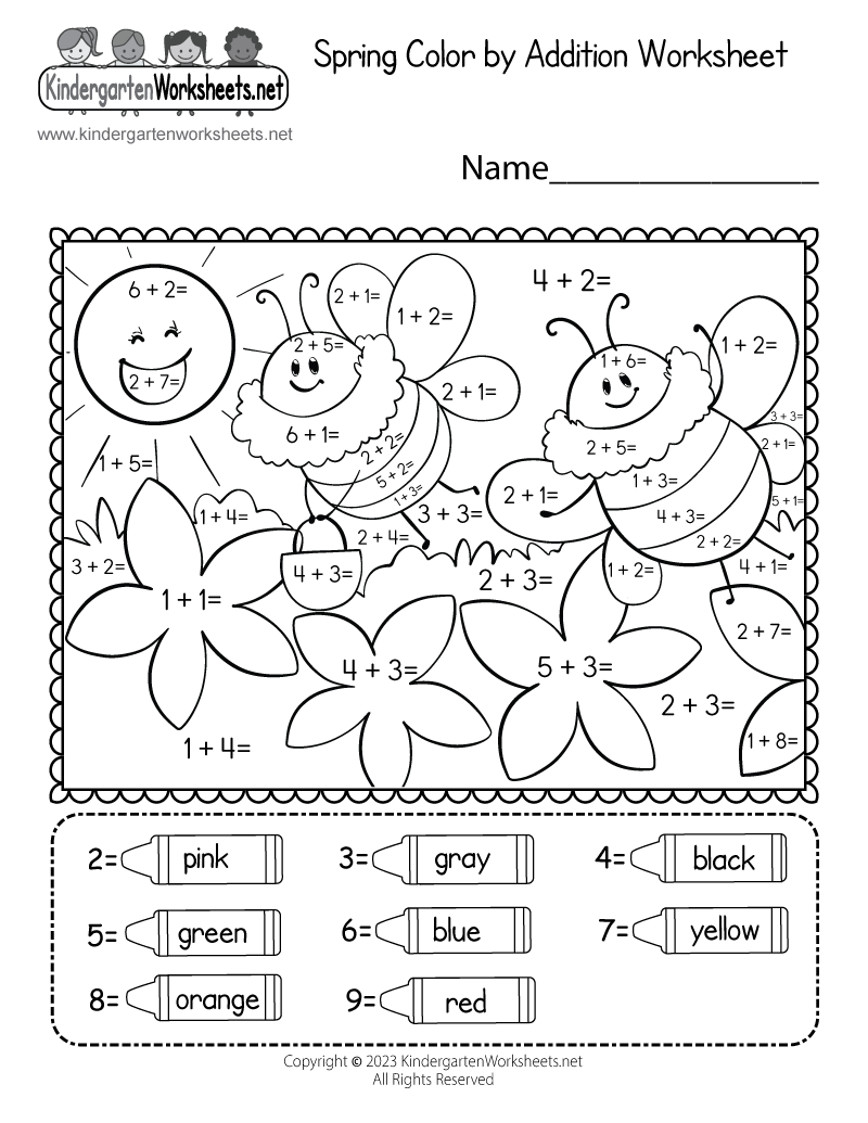 Kindergarten Spring Math Worksheets