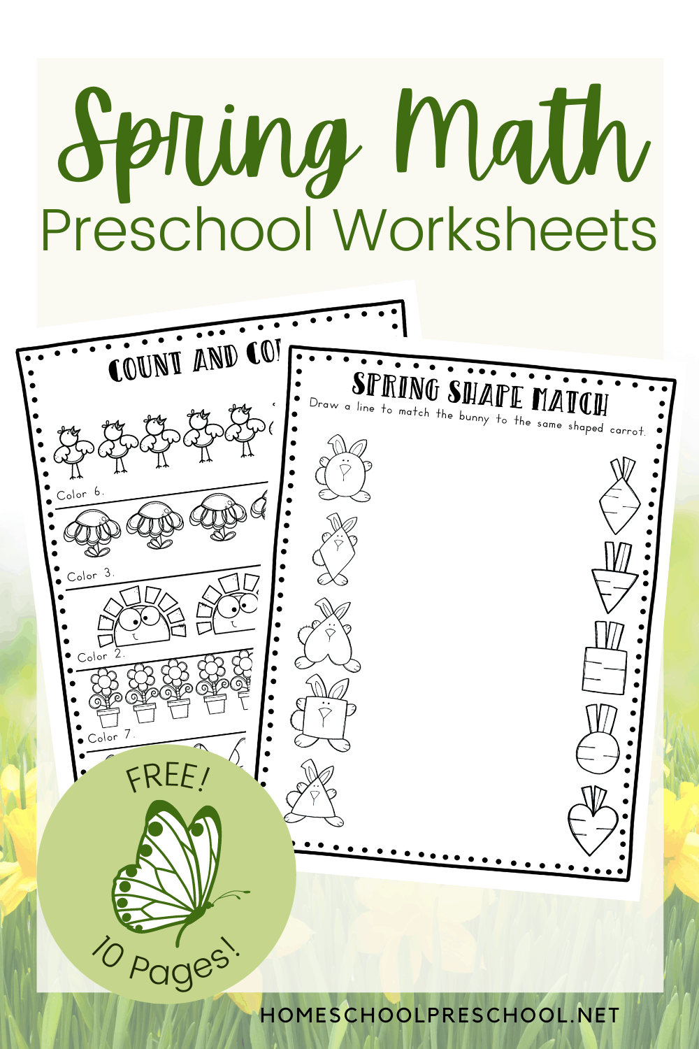 Free Spring Math Worksheets For Kindergarten
