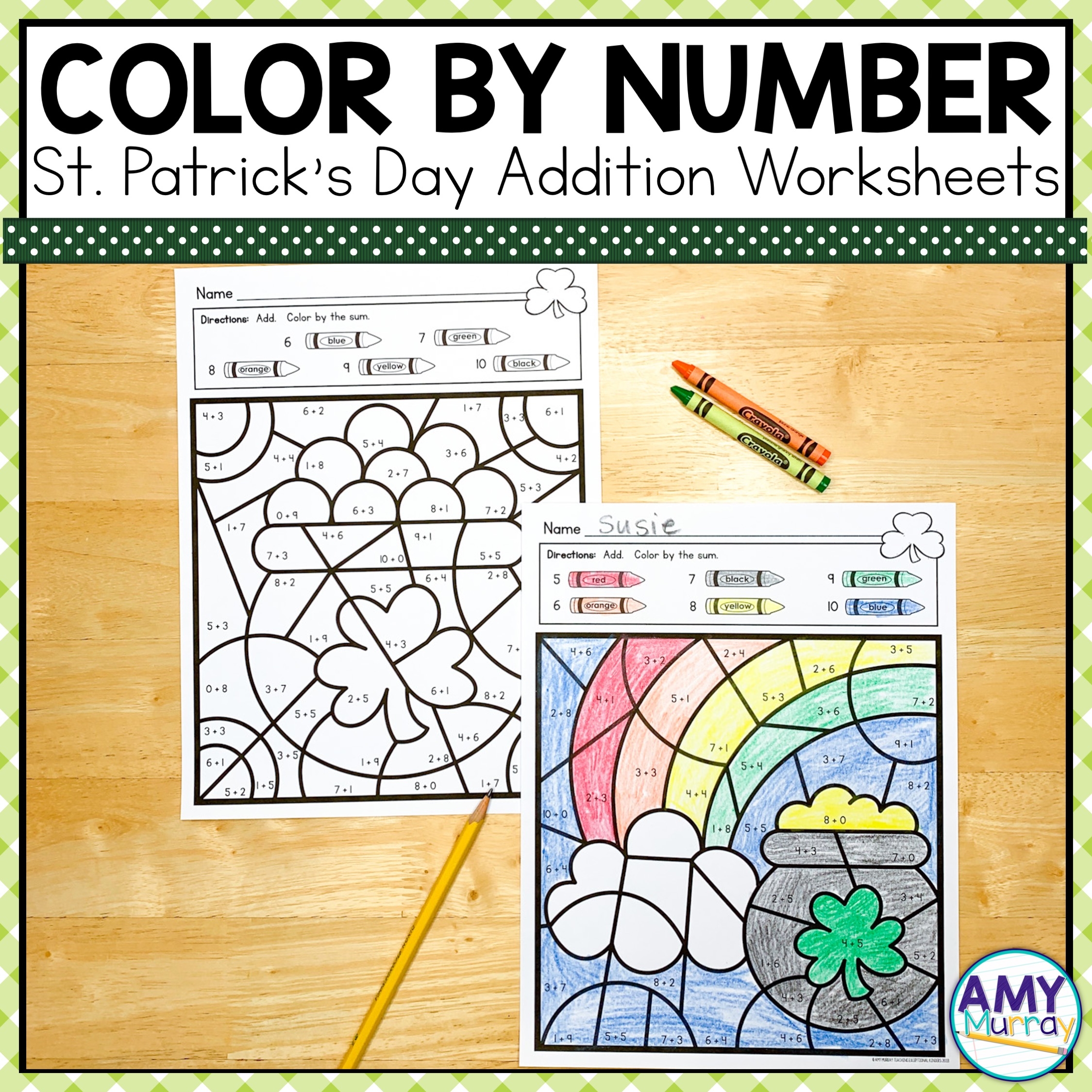 St Patrick s Day Color By Number Kindergarten Math Worksheets 
