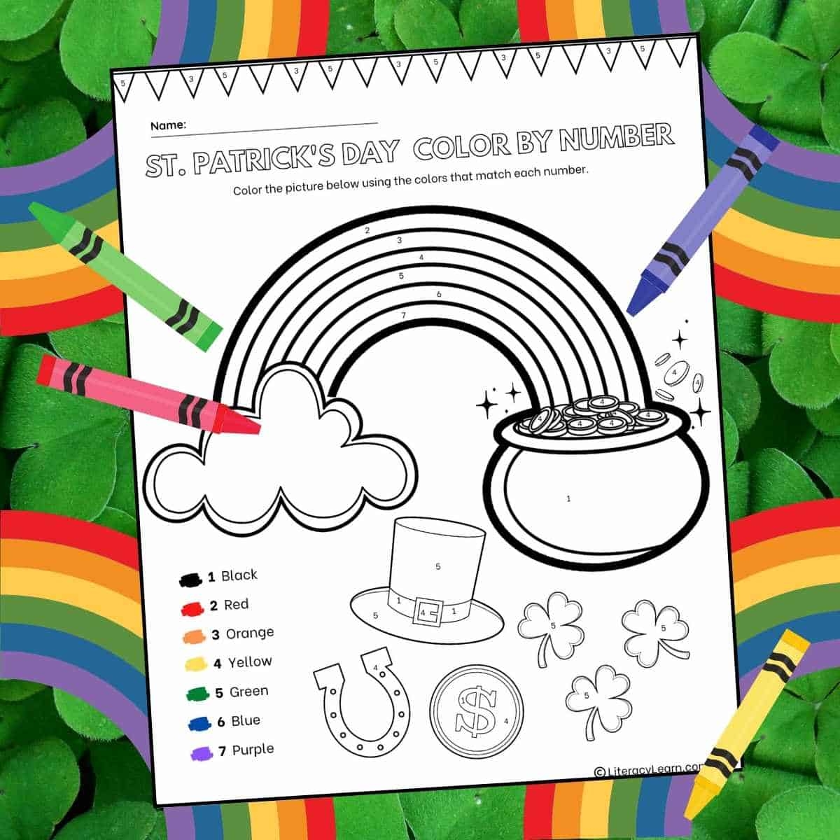 St Patrick s Day Color By Number Literacy Learn