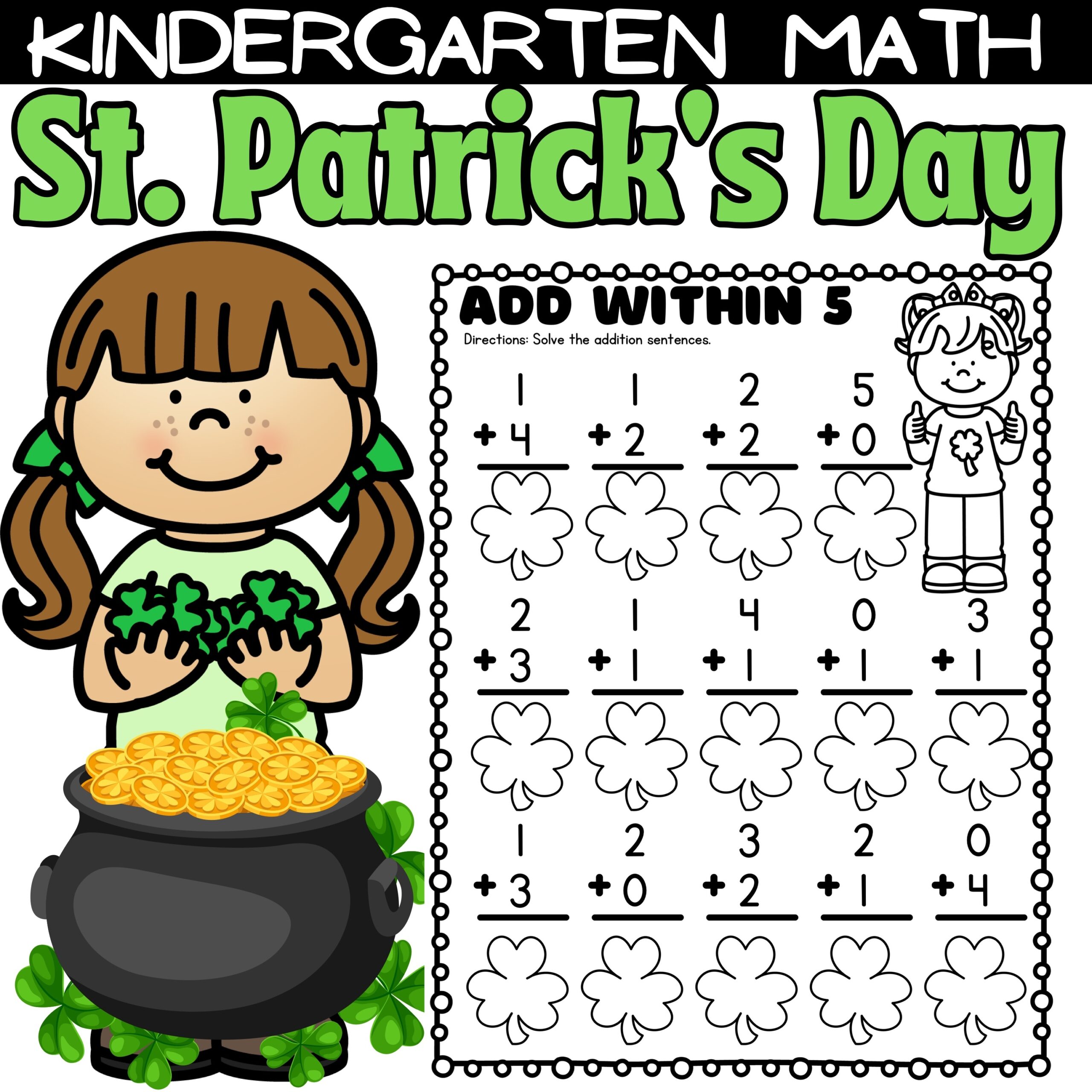 St Patricks Day Math Worksheets Kindergarten