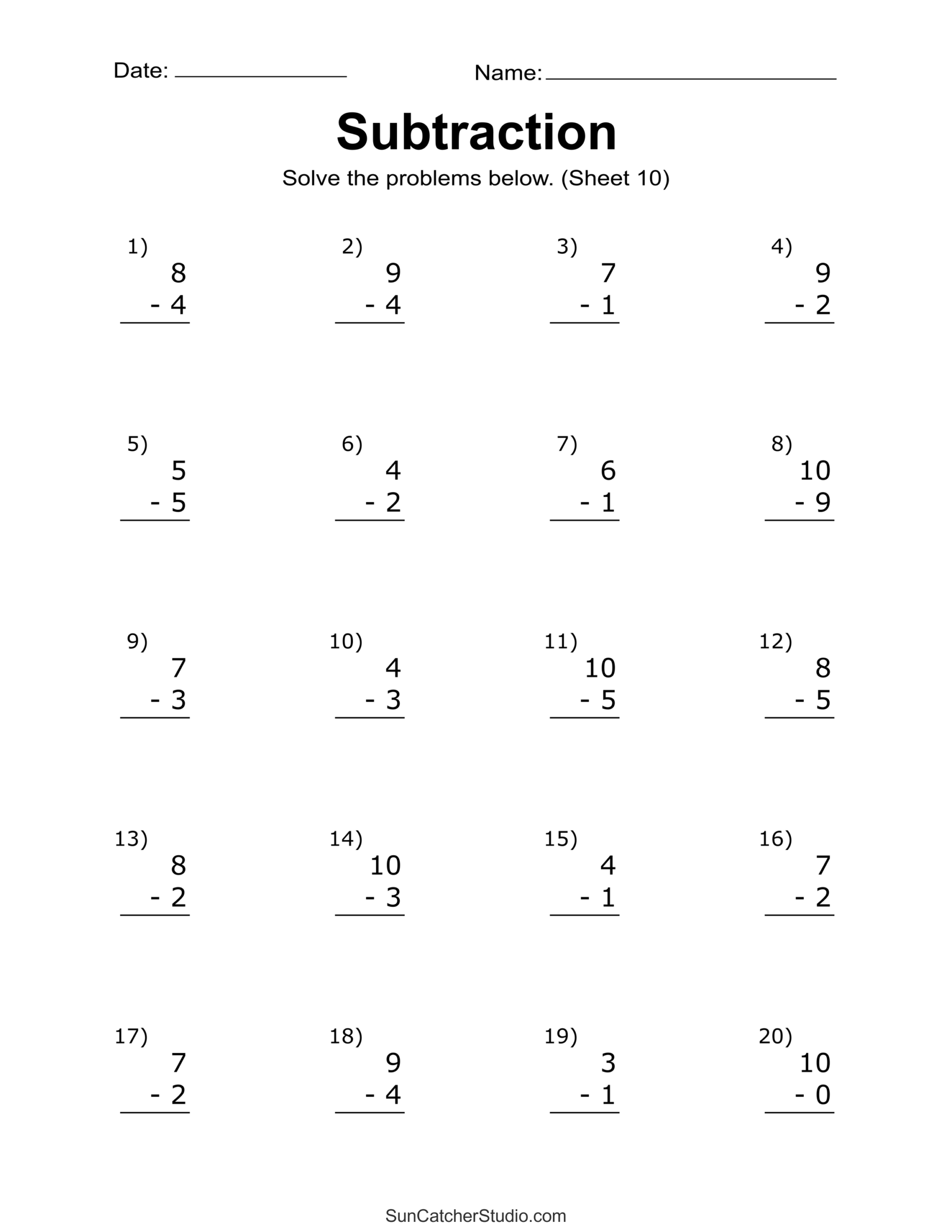 Subtraction Worksheets Free Printable Math Drills Free 