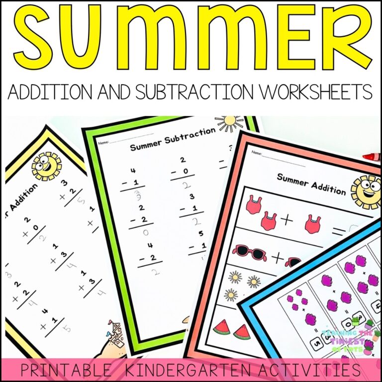 Summer Addition And Subtraction Sums 1 5 Kindergarten Math 
