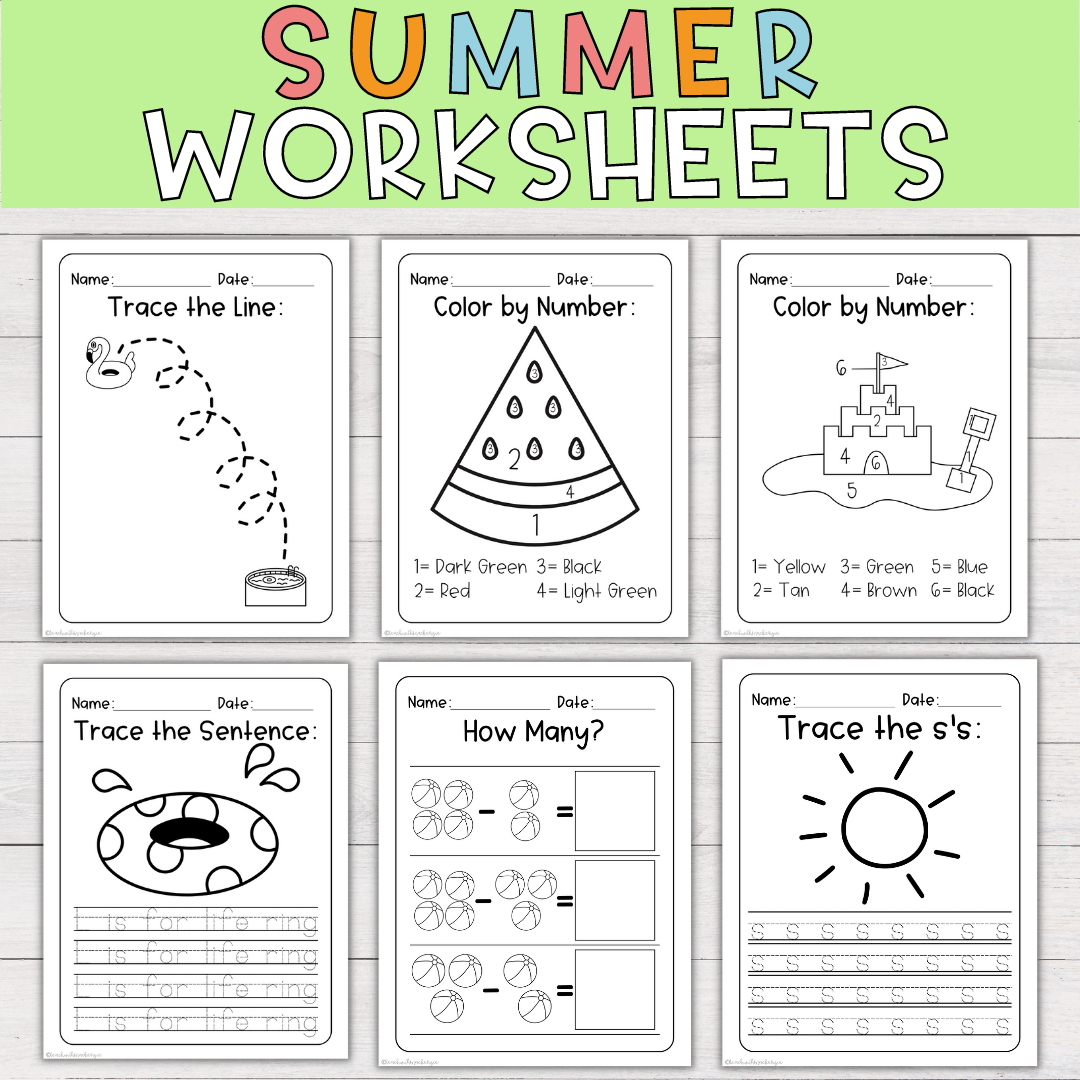 Free Summer Worksheets For Kindergarten
