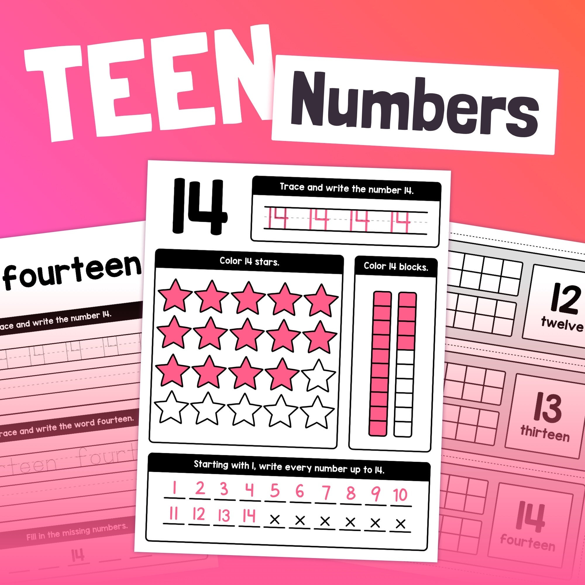 Teen Number Worksheets Kindergarten 1st 2nd Grade Teen 
