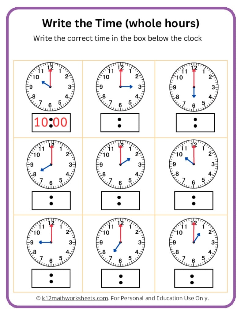 Telling Time Worksheets Telling Time Worksheets